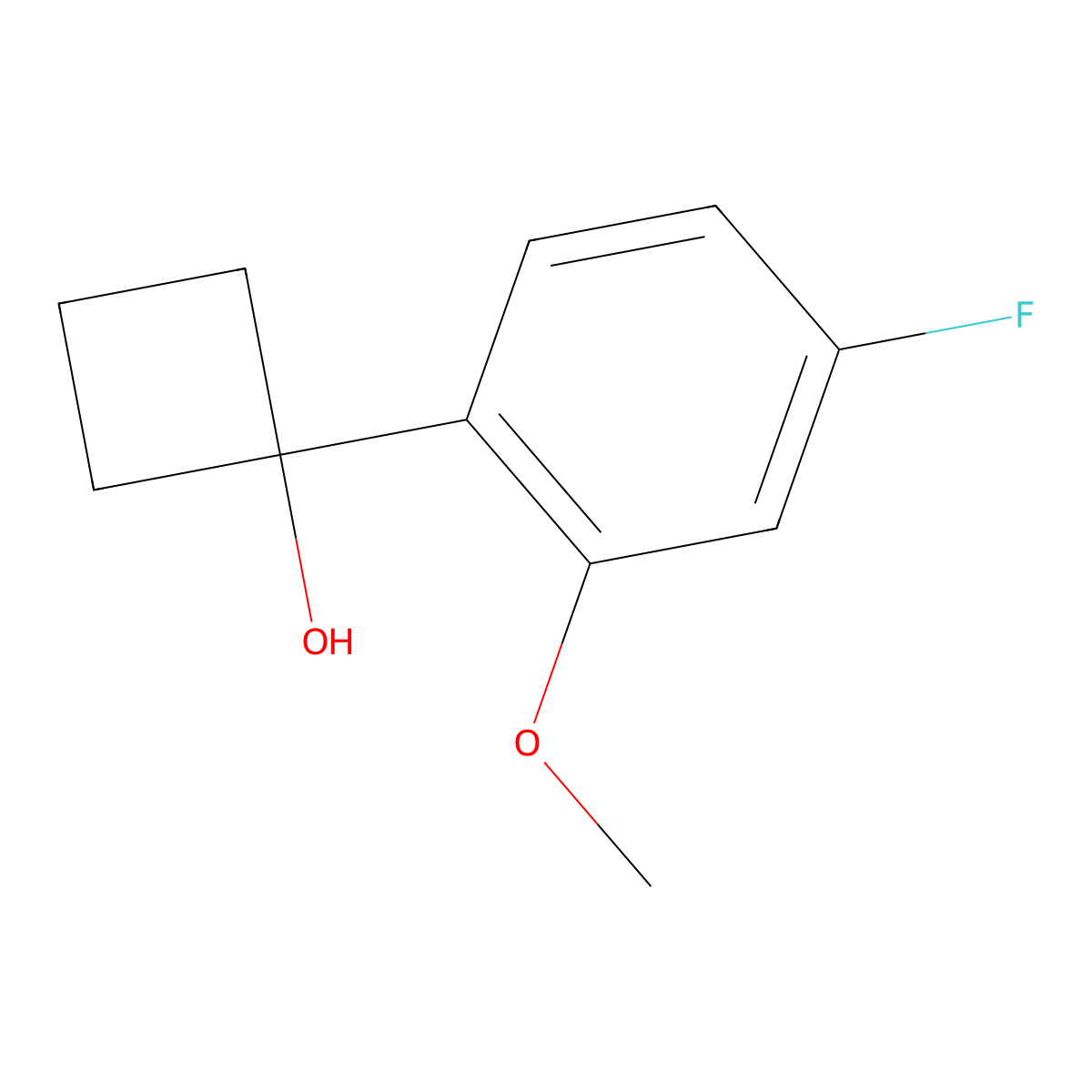 1-(4-Fluoro-2-methoxyphenyl)cyclobutanol molecular structure, CAS 2235386-86-2
