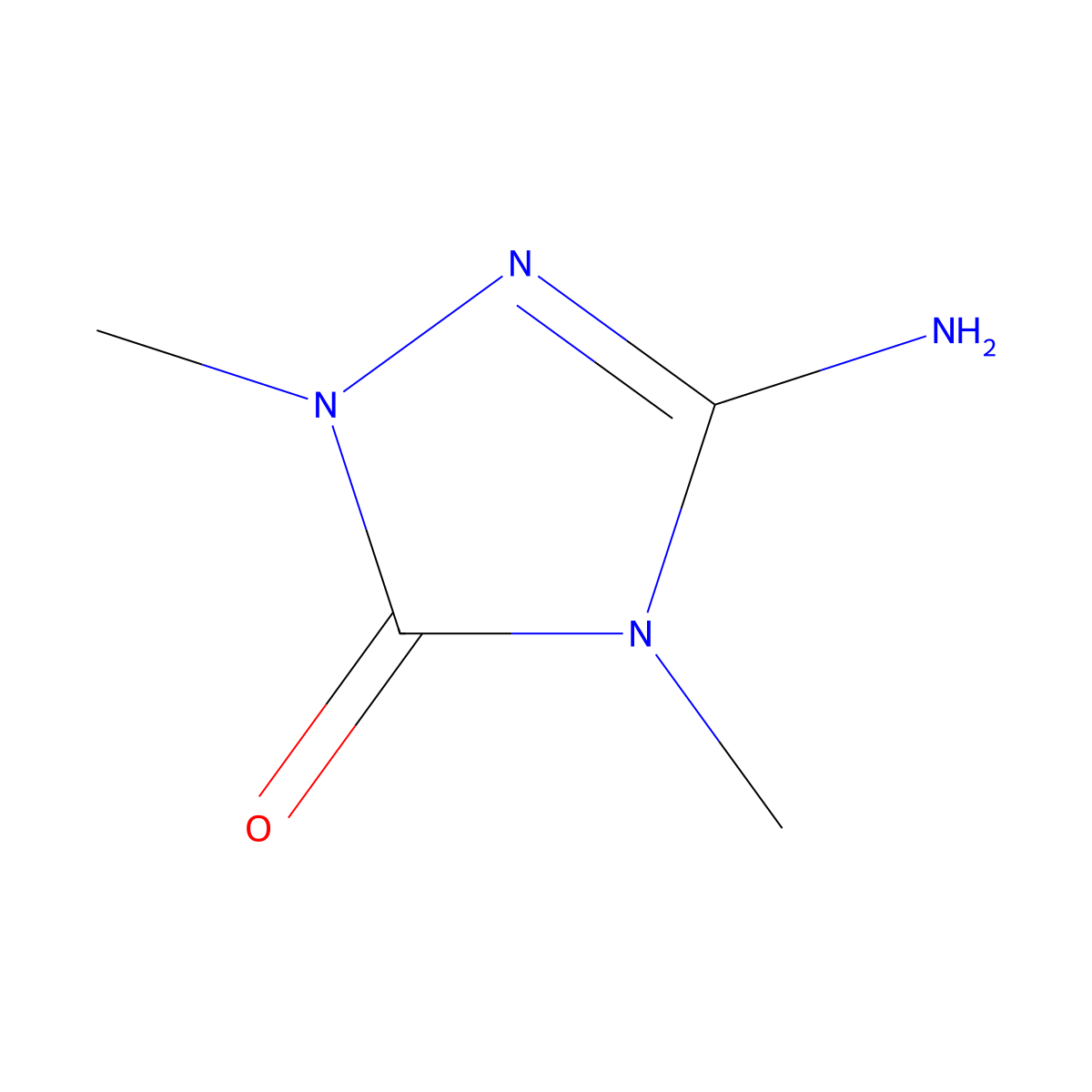3-amino-1,4-dimethyl-4,5-dihydro-1H-1,2,4-triazol-5-one molecular structure, CAS 22354-70-7
