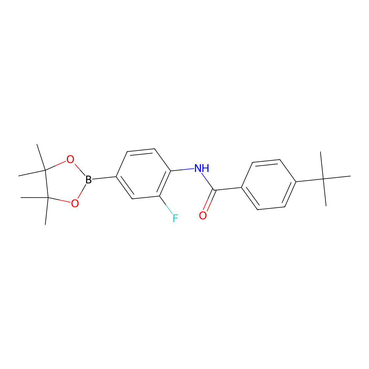 4-tert-butyl-N-(2-fluoro-4-(4,4,5,5-tetramethyl-1,3,2-dioxaborolan-2-yl)phenyl)benzamide molecular structure, CAS 2235408-81-6