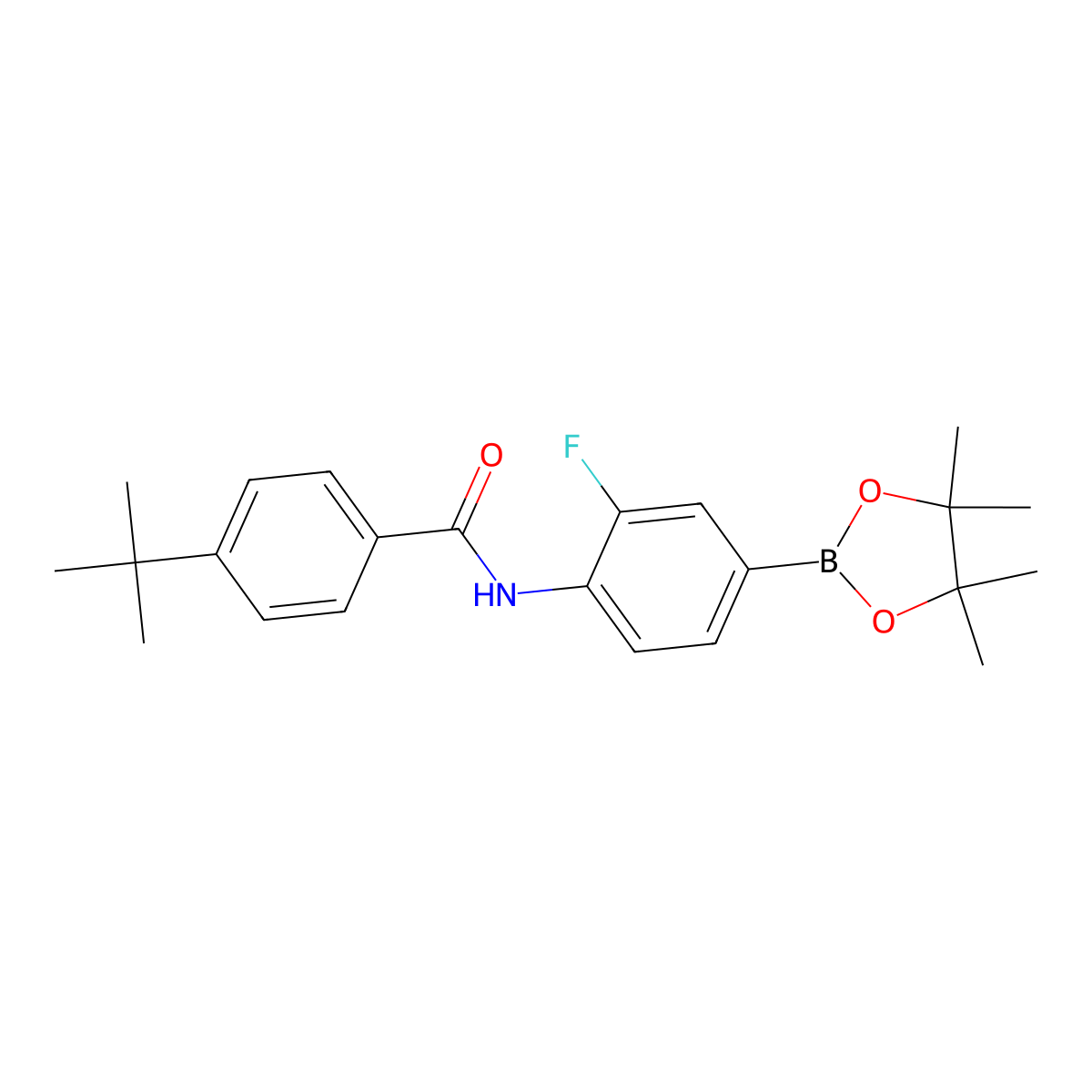 4-tert-butyl-N-(2-fluoro-4-(4,4,5,5-tetramethyl-1,3,2-dioxaborolan-2-yl)phenyl)benzamide molecular structure, CAS 2235408-81-6