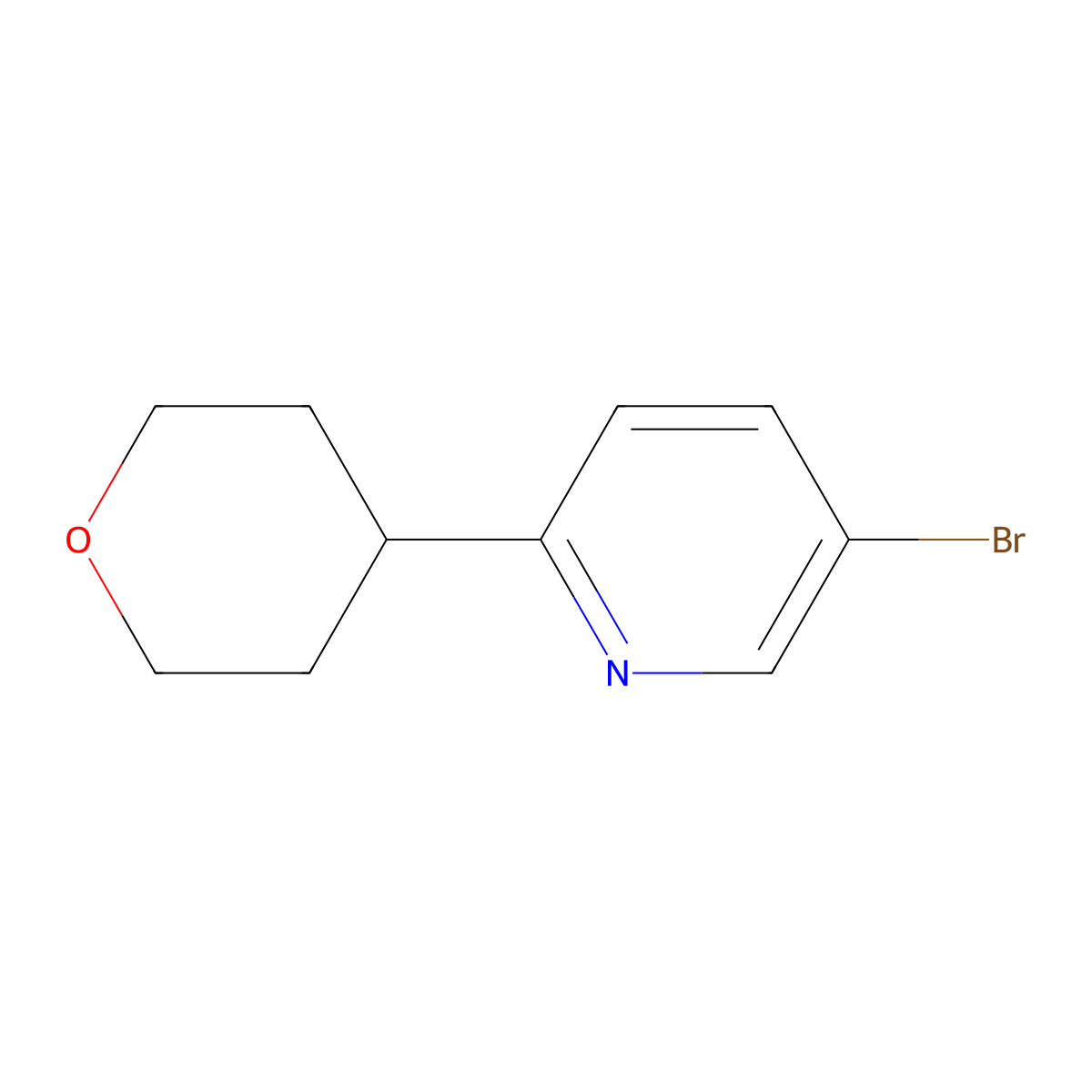 5-bromo-2-(tetrahydro-2H-pyran-4-yl)pyridine molecular structure, CAS 223556-14-7