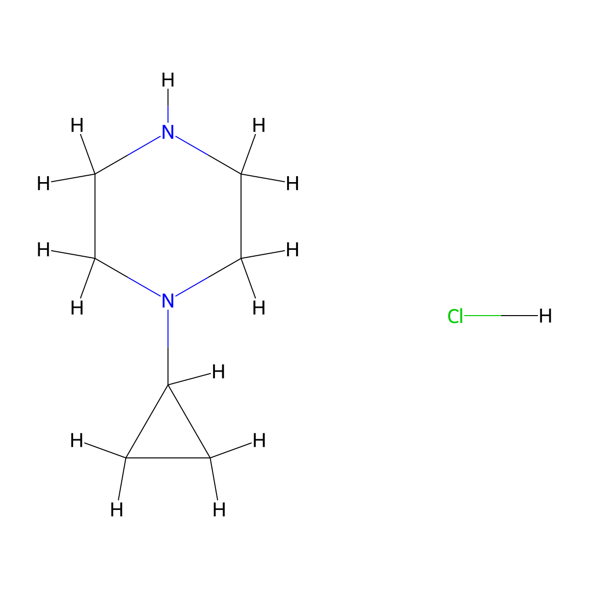 1-Cyclopropylpiperazine hydrochloride molecular structure, CAS 223556-29-4
