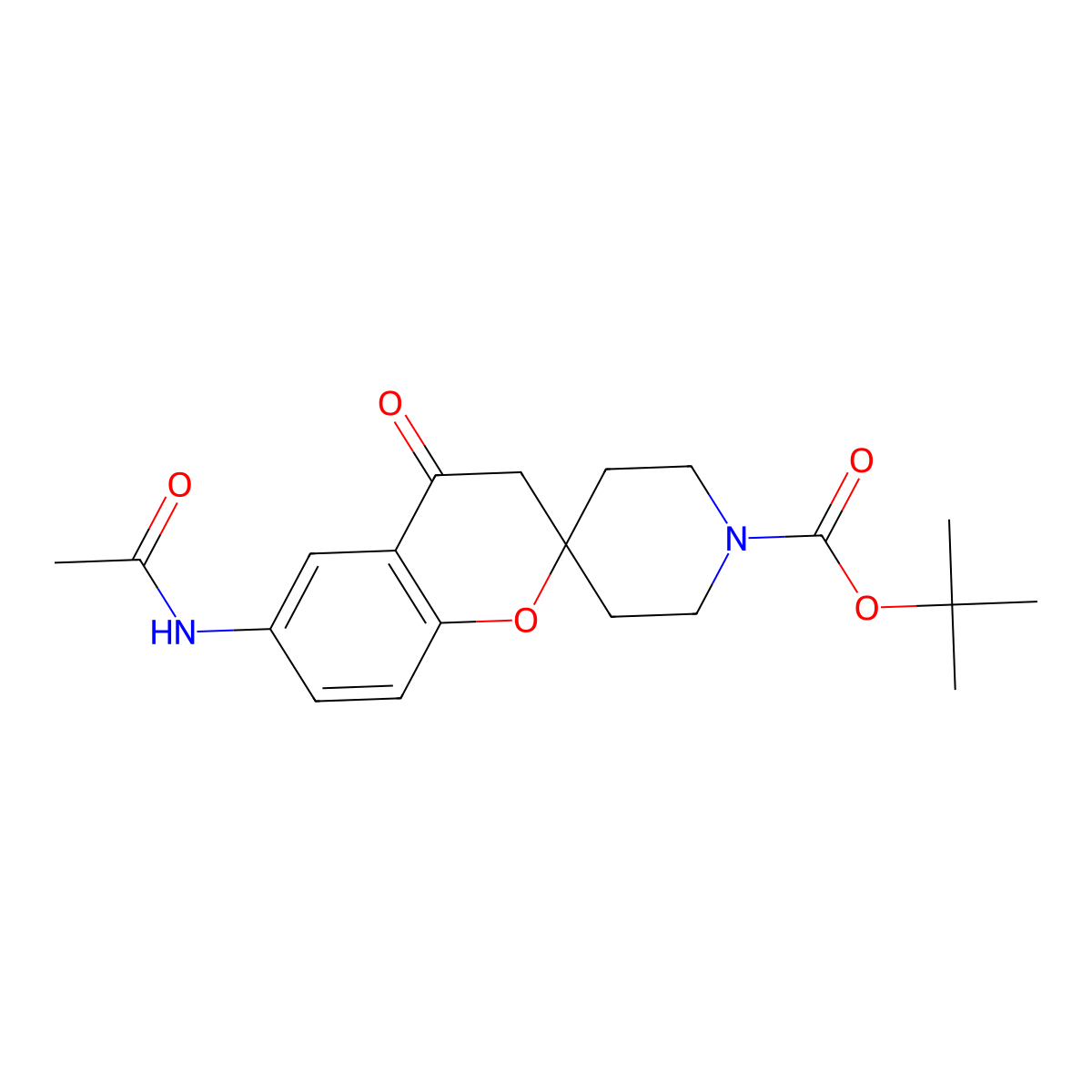 6-Acetylamino-4-oxo-2-spiro(N-Boc-piperidine-4-yl)-benzopyran molecular structure, CAS 223559-44-2
