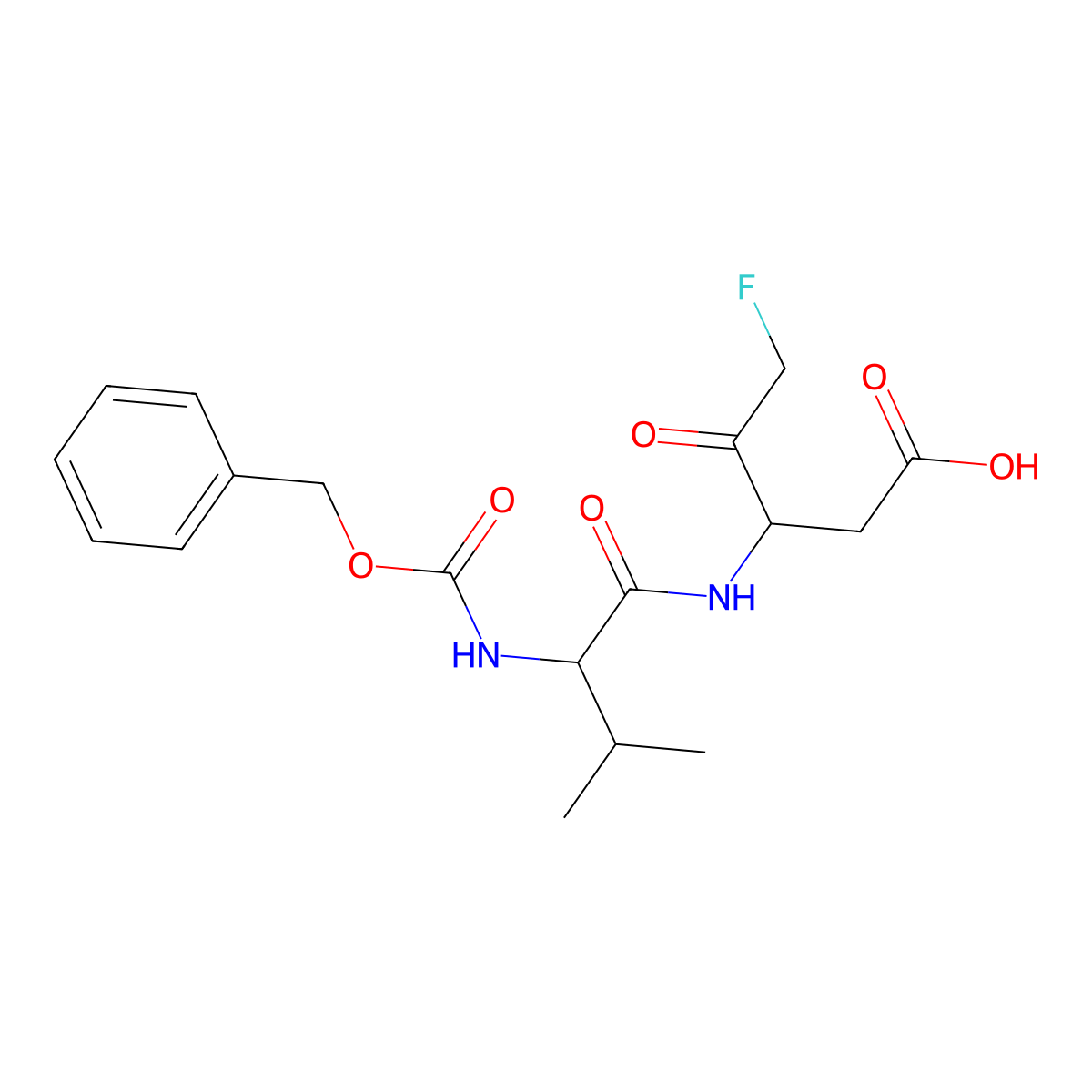 (3S)-5-fluoro-3-[[(2S)-3-methyl-2-(phenylmethoxycarbonylamino)butanoyl]amino]-4-oxopentanoic acid molecular structure, CAS 223568-55-6