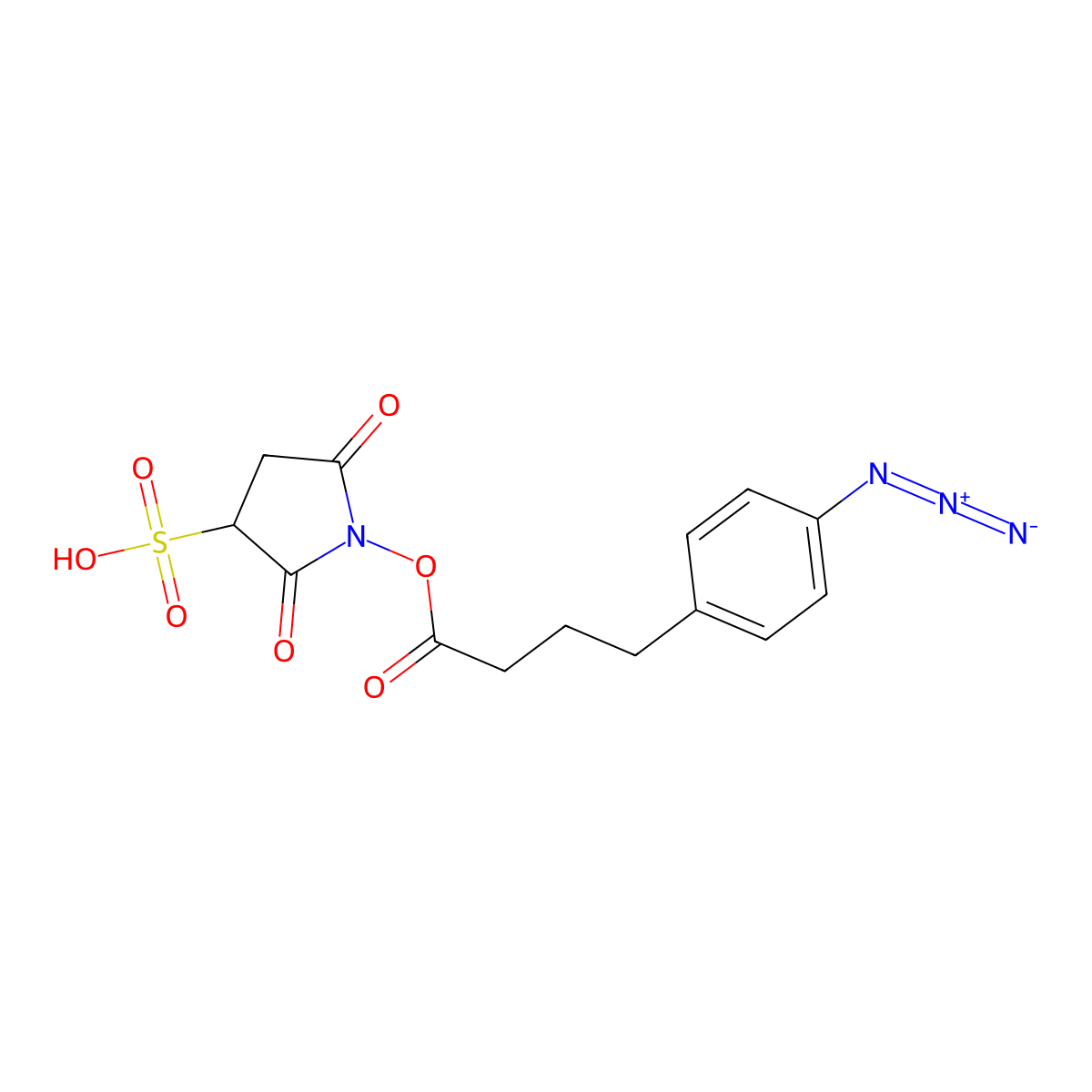 Sulphosuccinimidyl 4-(4-azidophenyl)butyrate molecular structure, CAS 223572-55-2