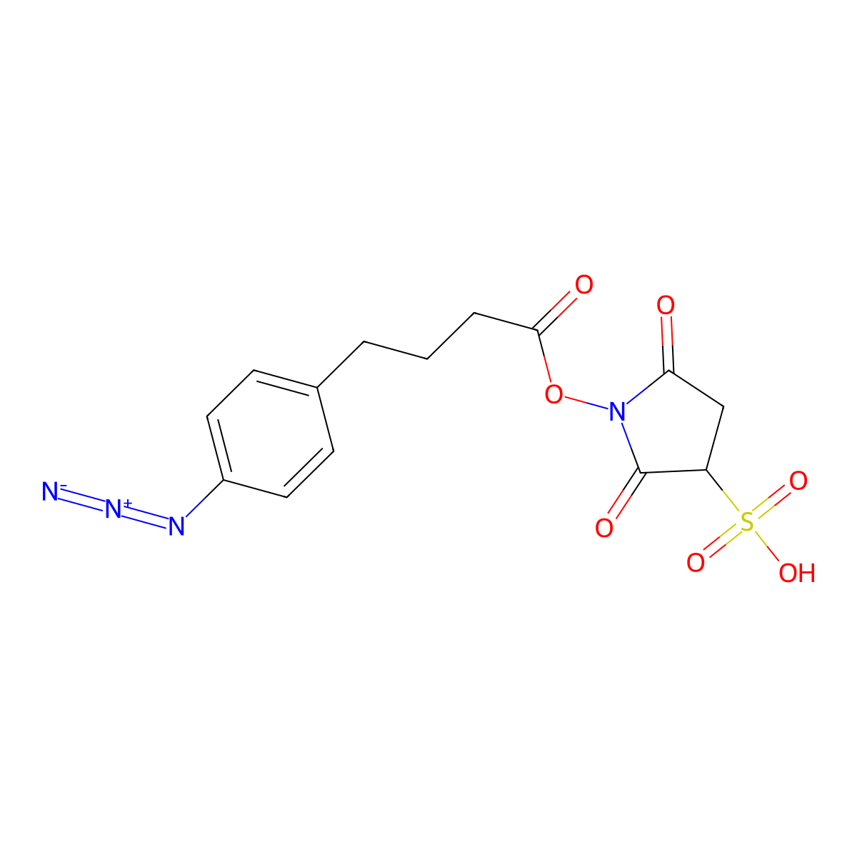 Sulphosuccinimidyl 4-(4-azidophenyl)butyrate molecular structure, CAS 223572-55-2
