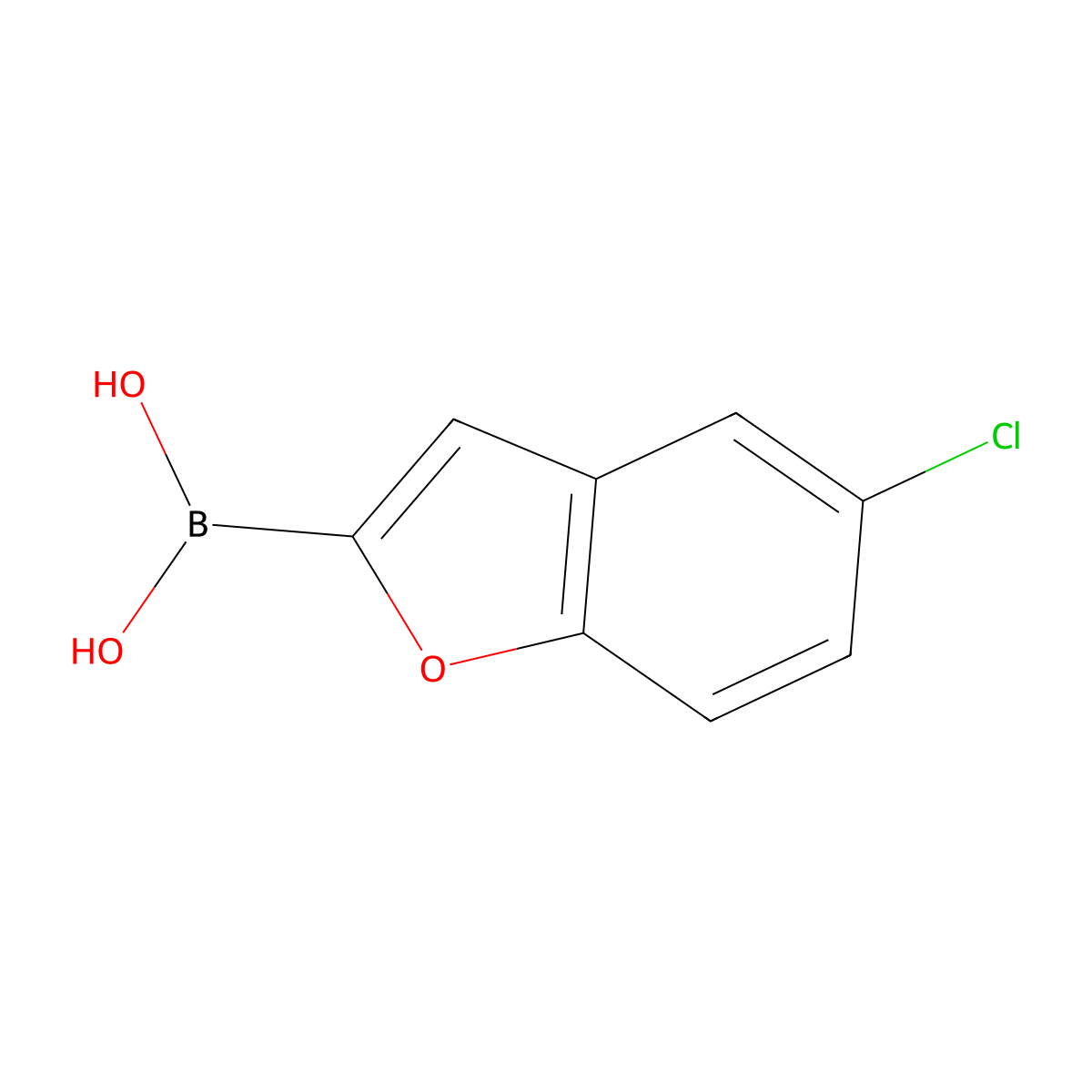 (5-Chloro-1-benzofuran-2-yl)boronic acid molecular structure, CAS 223576-64-5