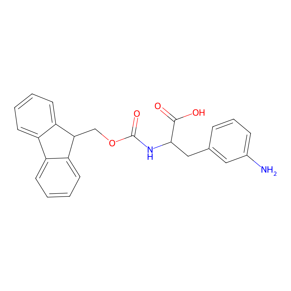 (S)-2-((((9H-Fluoren-9-yl)methoxy)carbonyl)amino)-3-(3-aminophenyl)propanoic acid molecular structure, CAS 223581-75-7