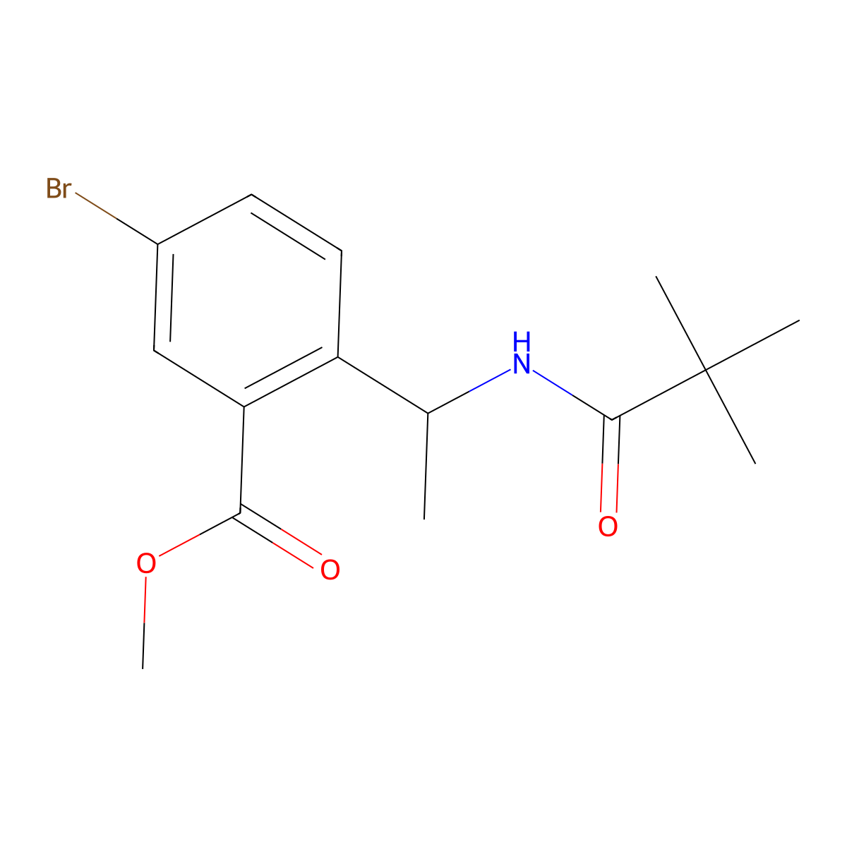 Methyl (R)-5-bromo-2-(1-pivalamidoethyl)benzoate molecular structure, CAS 223595-13-9