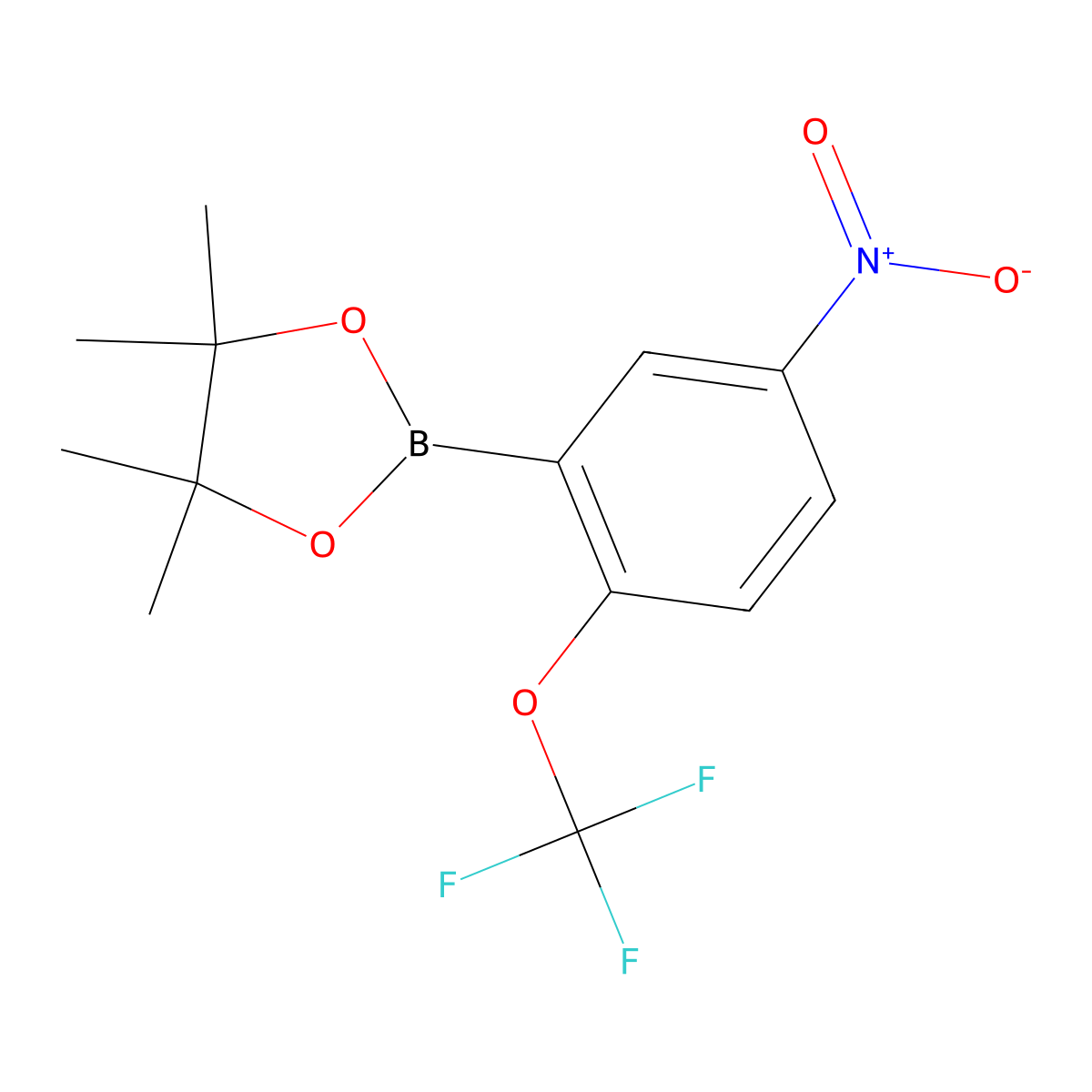 4,4,5,5-Tetramethyl-2-(5-nitro-2-(trifluoromethoxy)phenyl)-1,3,2-dioxaborolane molecular structure, CAS 2236064-16-5