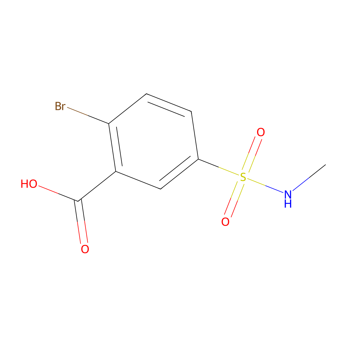 2-bromo-5-(methylsulfamoyl)benzoic Acid molecular structure, CAS 22361-62-2