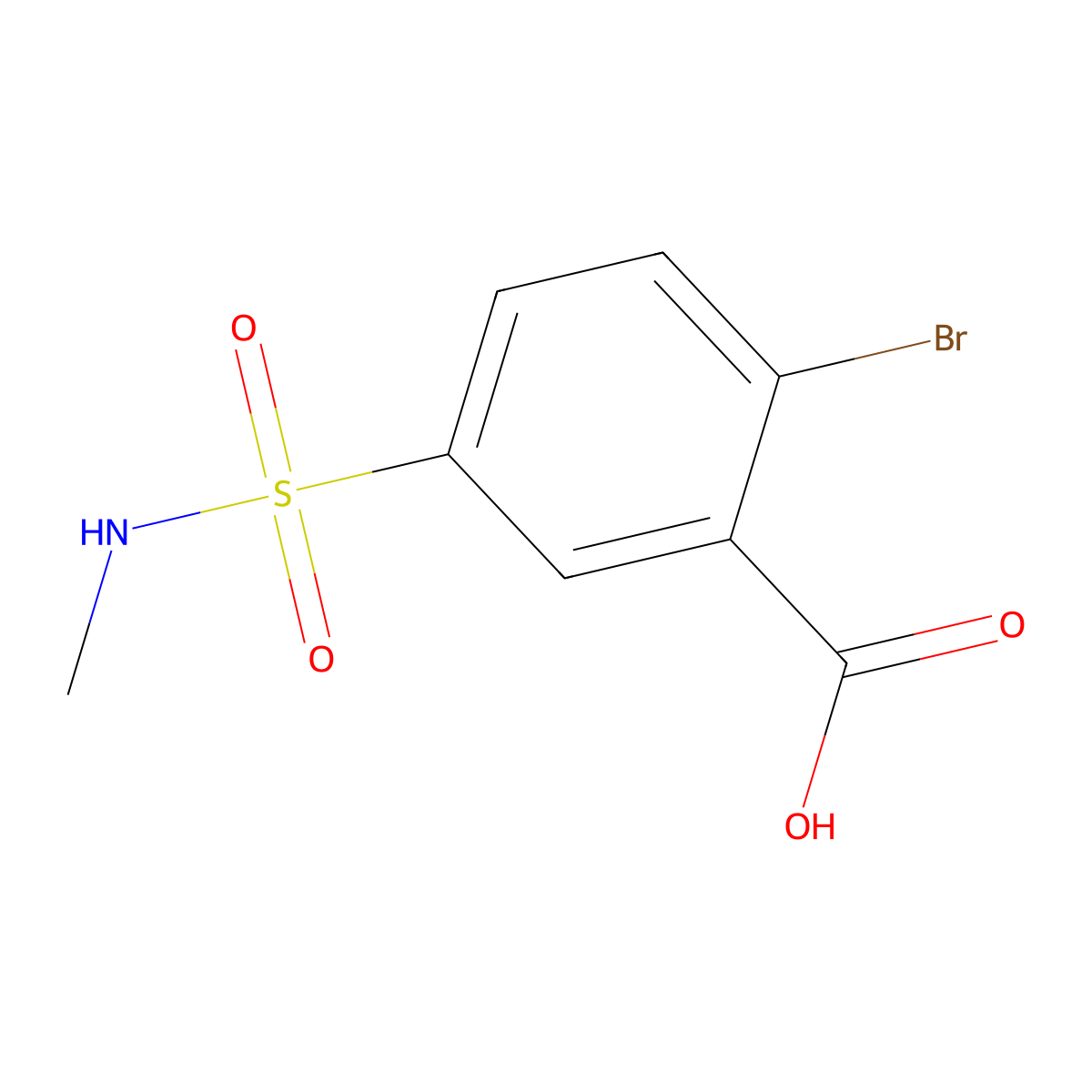 2-bromo-5-(methylsulfamoyl)benzoic Acid molecular structure, CAS 22361-62-2