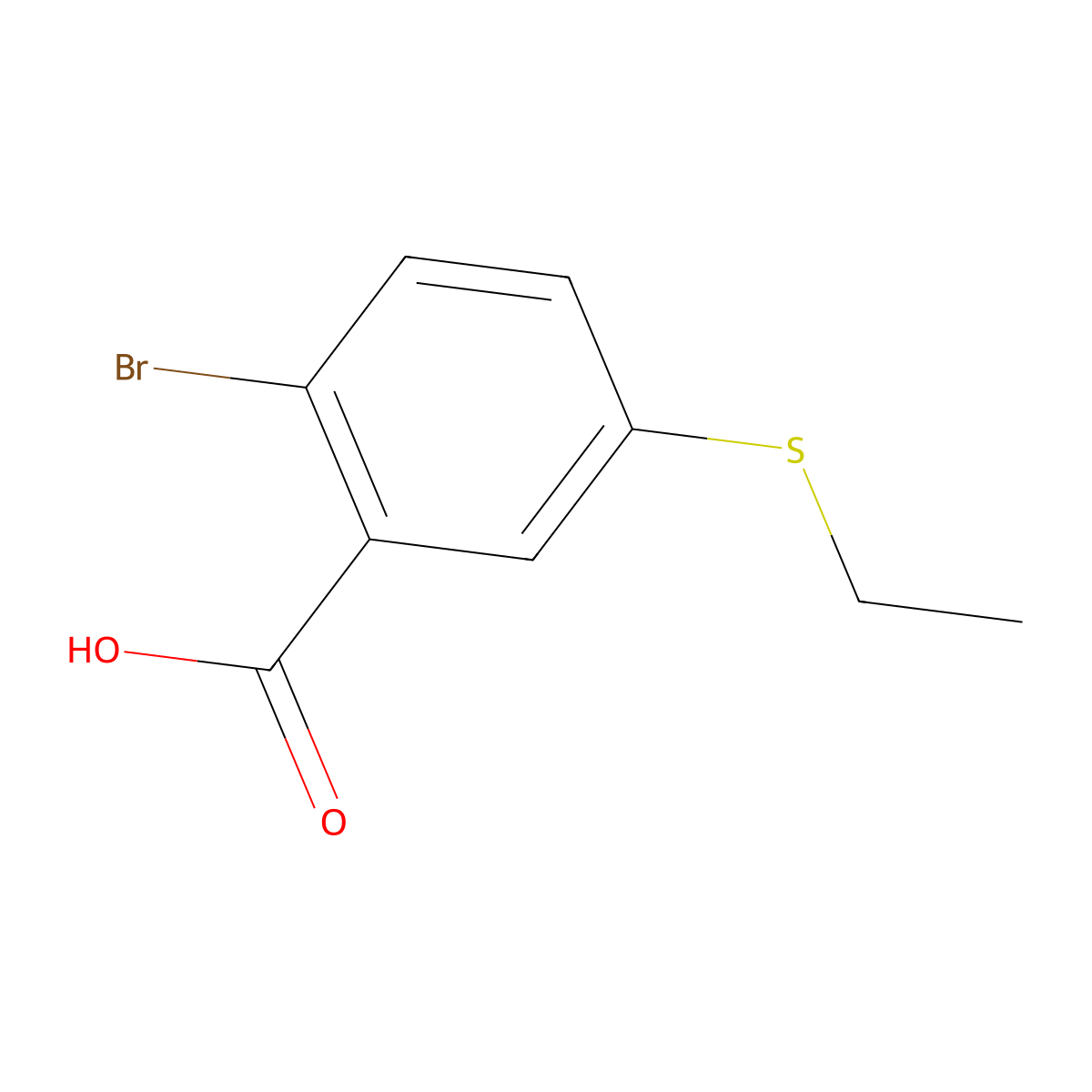 2-Bromo-5-(ethylsulfanyl)benzoic acid molecular structure, CAS 22362-33-0