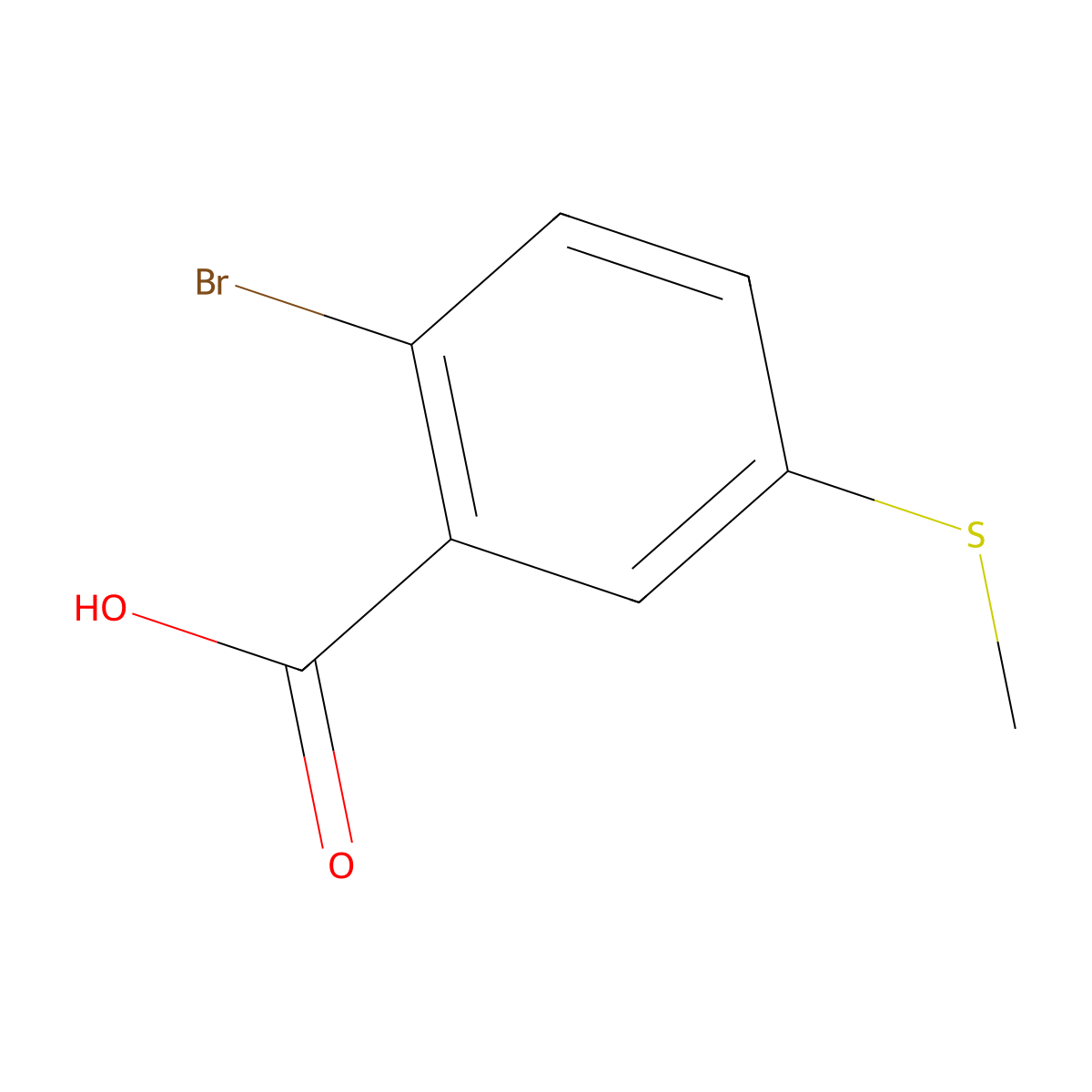 2-Bromo-5-(methylthio)benzoic acid molecular structure, CAS 22362-40-9