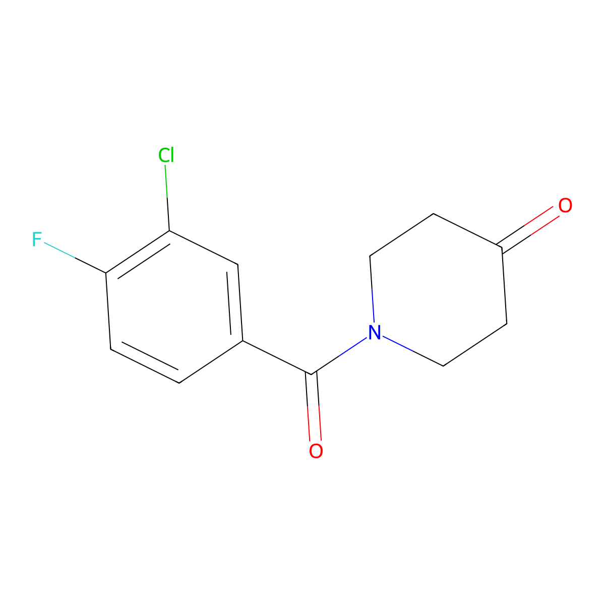 1-(3-Chloro-4-fluorobenzoyl)-piperidin-4-one molecular structure, CAS 223632-64-2