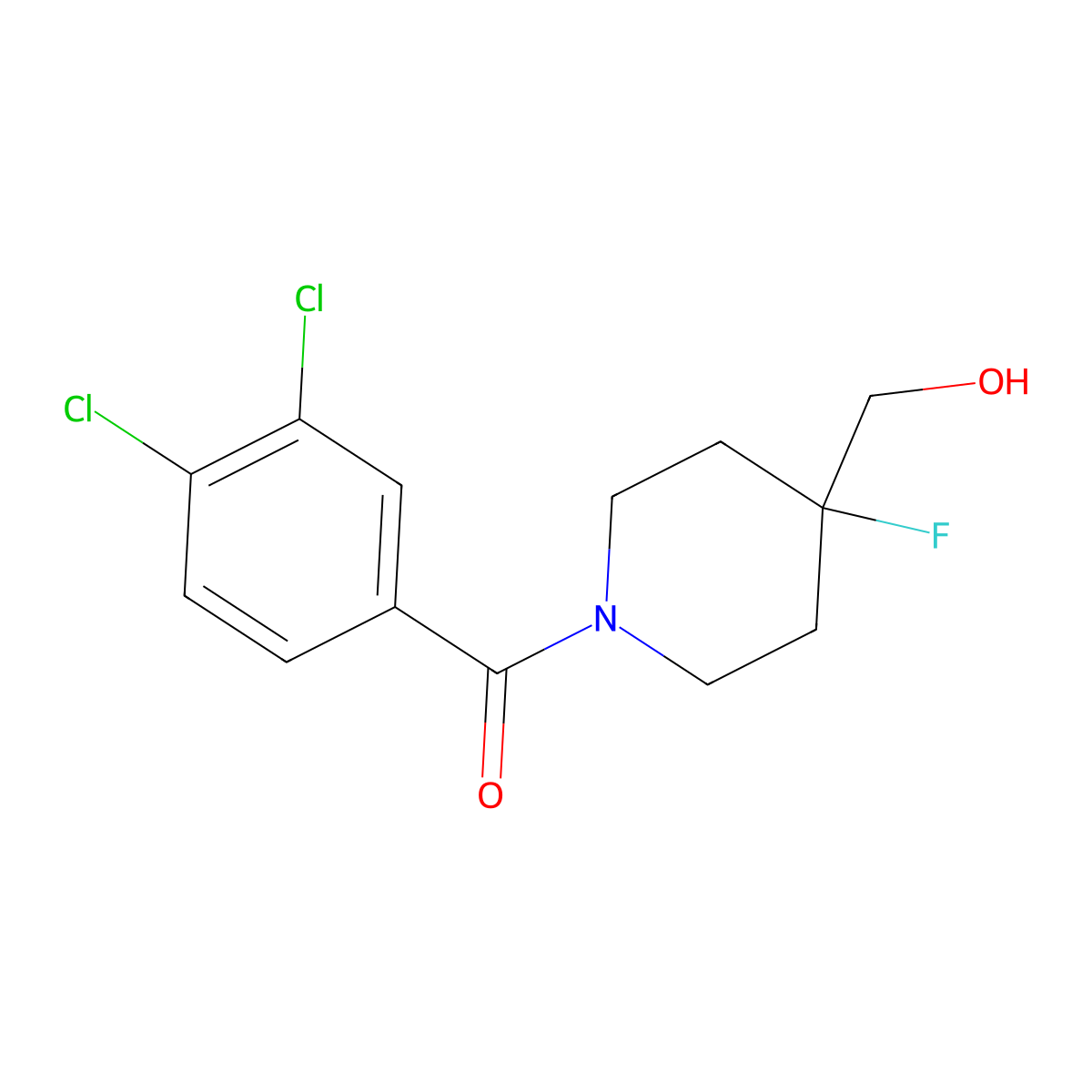 (3,4-Dichlorophenyl)[4-fluoro-4-(hydroxymethyl)piperidino]methanone molecular structure, CAS 223632-79-9