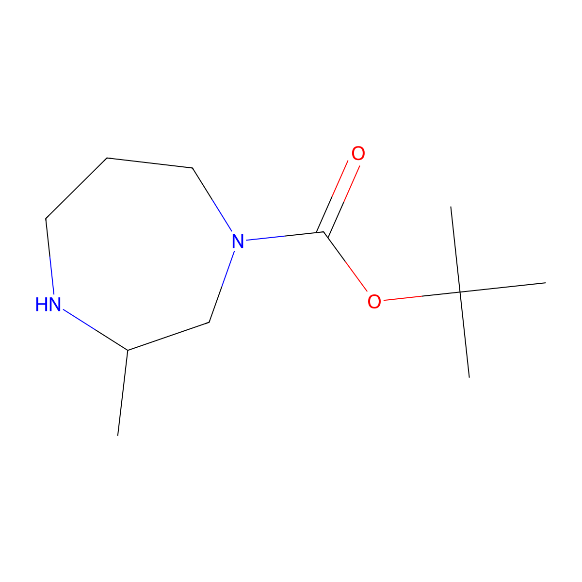 tert-butyl (3R)-3-methyl-1,4-diazepane-1-carboxylate molecular structure, CAS 223644-10-8