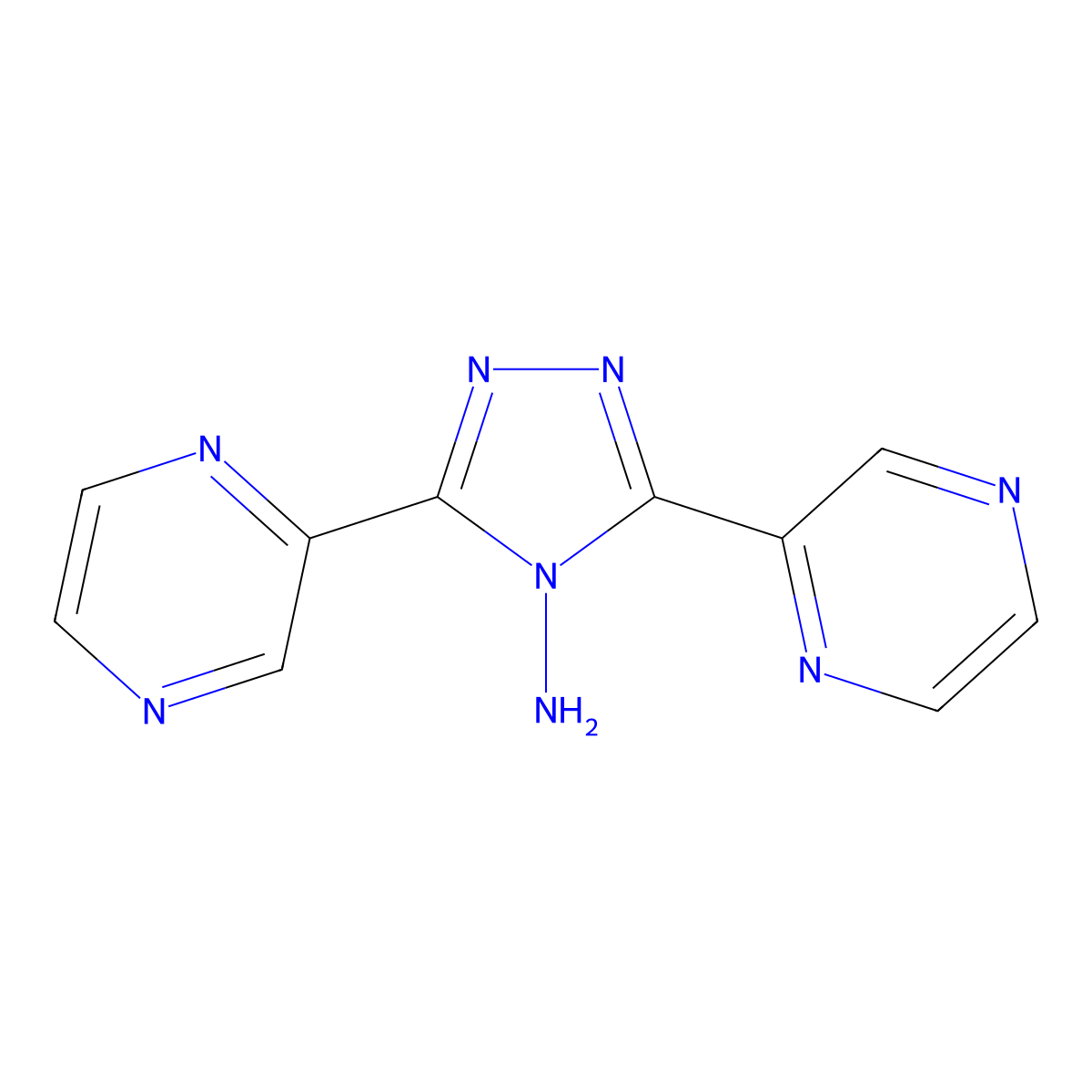 3,5-di(2-pyrazinyl)-4H-1,2,4-triazol-4-ylamine molecular structure, CAS 223645-71-4