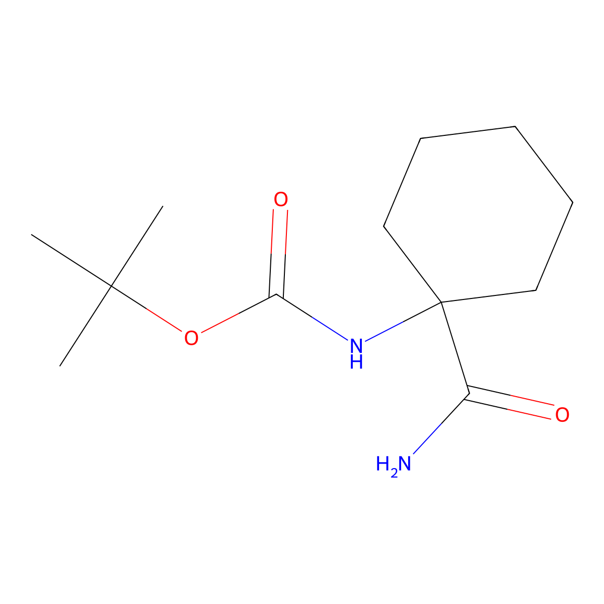 Tert-butyl (1-carbamoylcyclohexyl)carbamate molecular structure, CAS 223648-39-3