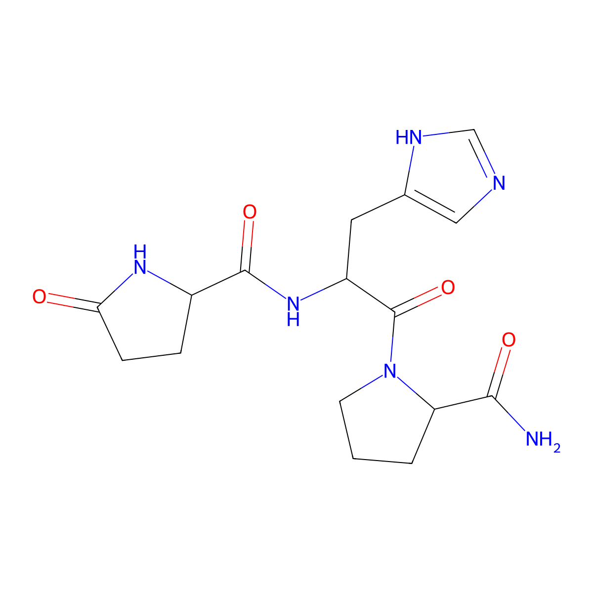 5-Oxoprolylhistidylprolinamide molecular structure, CAS 22365-02-2