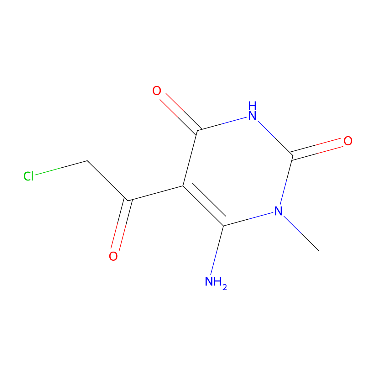 6-Amino-5-(2-chloroacetyl)-1-methyl-1,2,3,4-tetrahydropyrimidine-2,4-dione molecular structure, CAS 22365-19-1