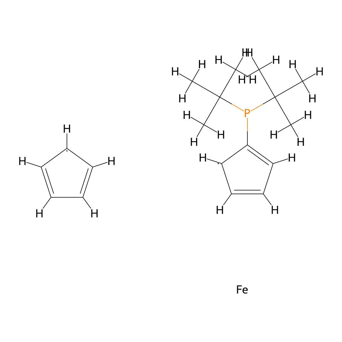 Di-tert-butylphosphinylferrocene , Di-tert-butylphosphinoferrocene molecular structure, CAS 223655-16-1
