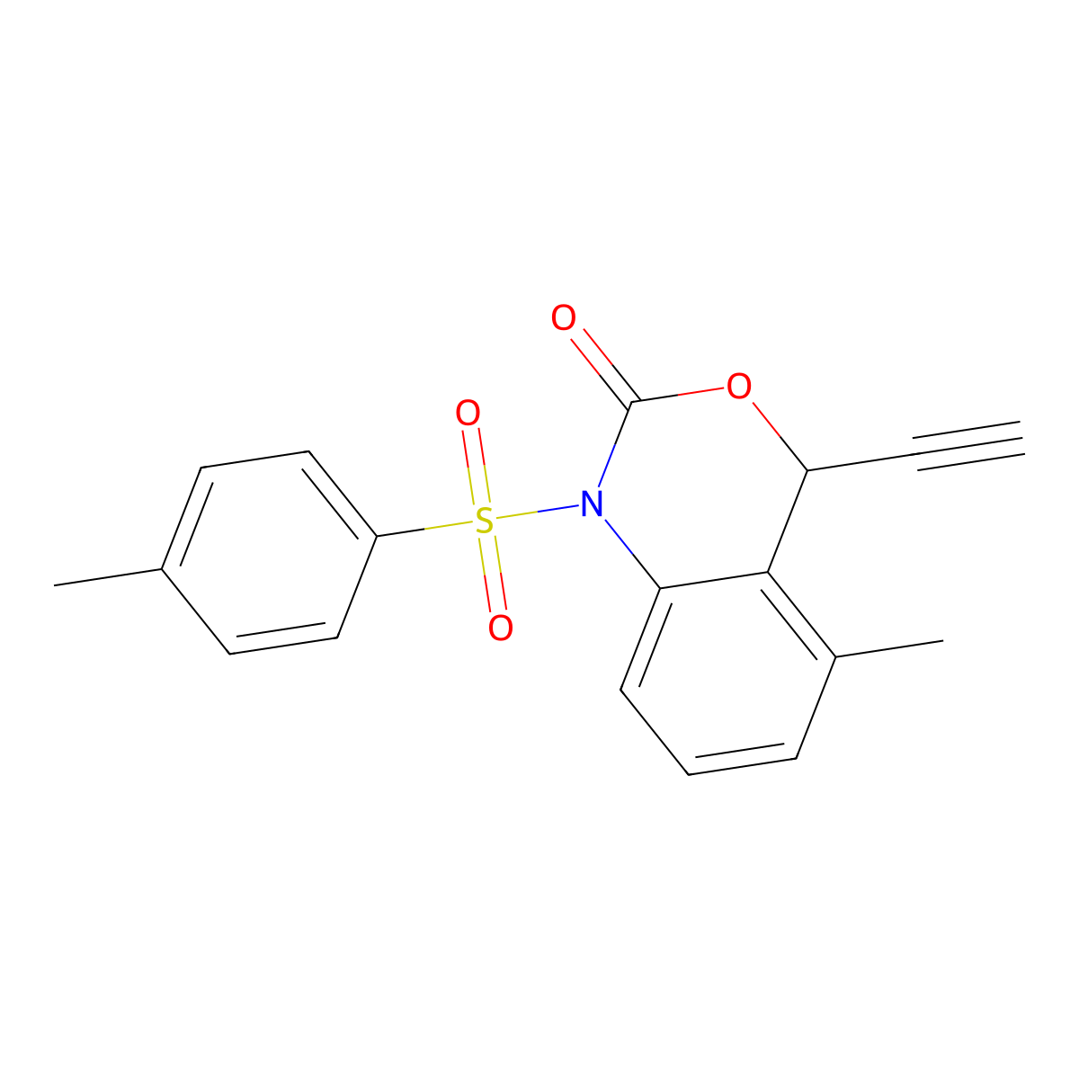 4-Ethynyl-1,4-dihydro-5-methyl-1-[(4-methylphenyl)sulfonyl]-2H-3,1-benzoxazin-2-one molecular structure, CAS 2236555-88-5