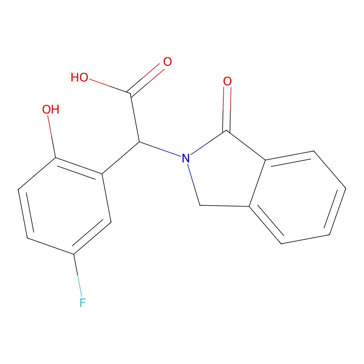 2-(5-Fluoro-2-hydroxyphenyl)-2-(1-oxoisoindolin-2-yl)acetic acid molecular structure, CAS 2236558-68-0