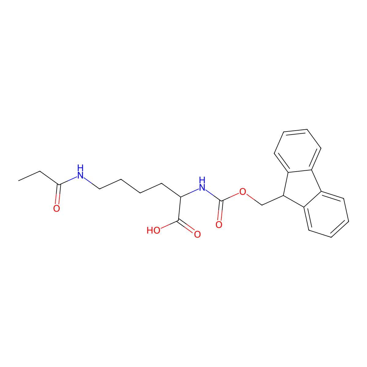 N2-(((9H-Fluoren-9-yl)methoxy)carbonyl)-N6-propionyl-L-lysine molecular structure, CAS 2236565-03-8