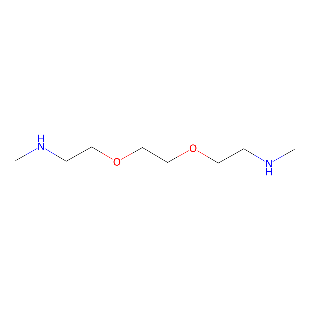 Poly(oxy-1,2-ethanediyl), alpha-(2-(methylamino)ethyl)-omega-(2-(methylamino)ethoxy)- molecular structure, CAS 22366-98-9