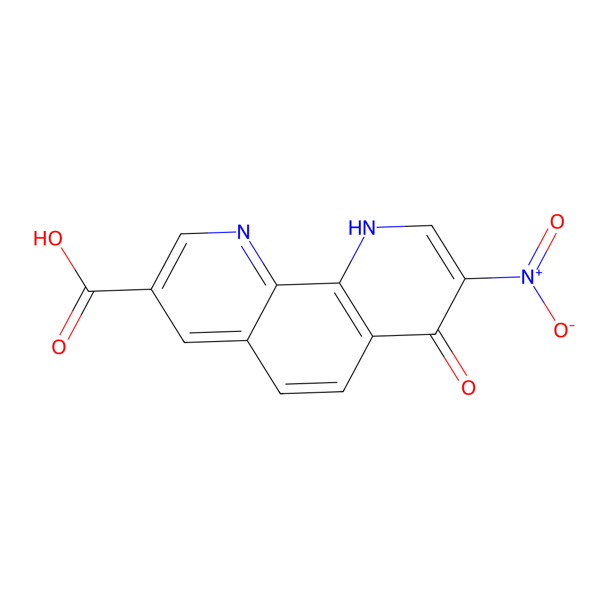 8-Nitro-7-oxo-7,10-dihydro-1,10-phenanthroline-3-carboxylic acid molecular structure, CAS 223664-42-4