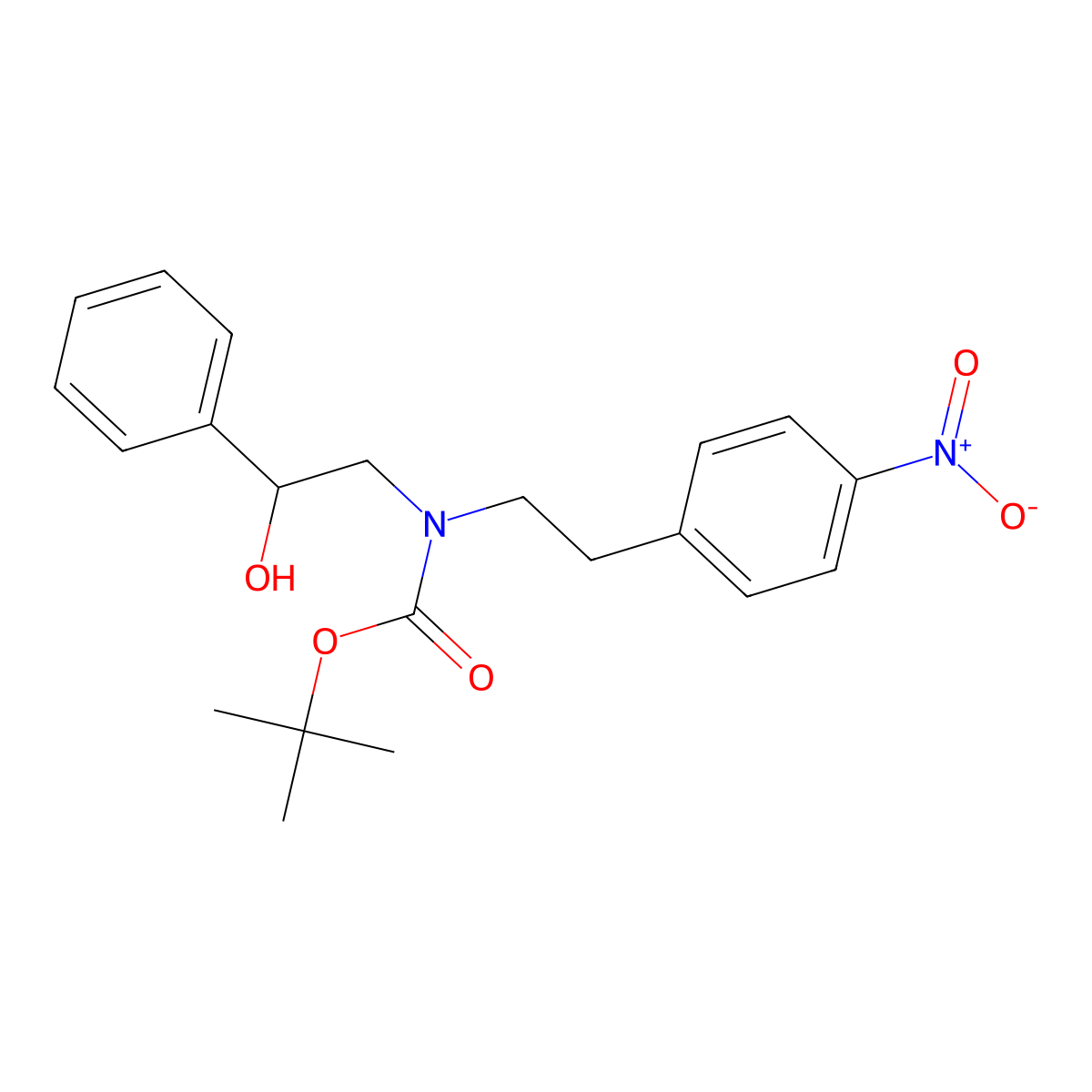 (R)-tert-Butyl (2-hydroxy-2-phenylethyl)(4-nitrophenethyl)carbamate molecular structure, CAS 223673-35-6