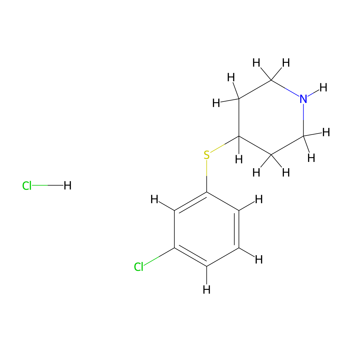 4-((3-Chlorophenyl)thio)piperidine hydrochloride molecular structure, CAS 223684-98-8