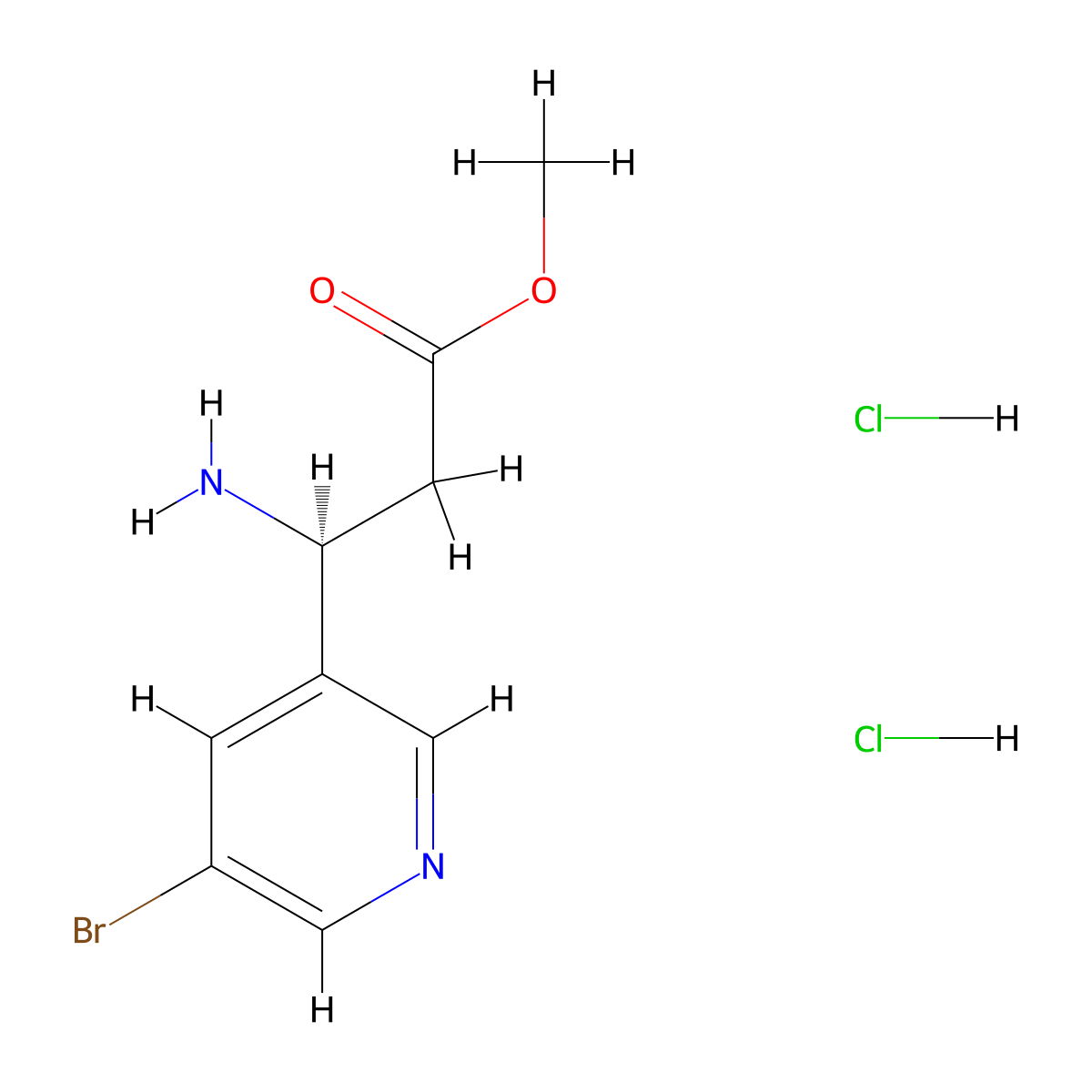 methyl (3S)-3-amino-3-(5-bromopyridin-3-yl)propanoate dihydrochloride molecular structure, CAS 223697-50-5