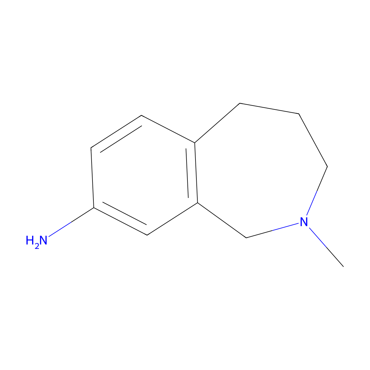 2-Methyl-2,3,4,5-tetrahydro-1H-2-benzazepin-8-amine molecular structure, CAS 223699-36-3