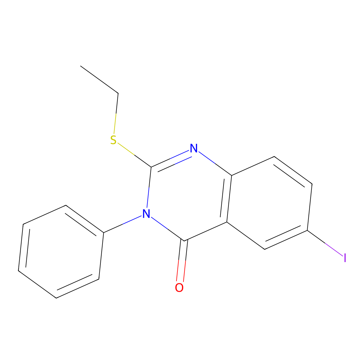 2-Ethylsulfanyl-6-iodo-3-phenylquinazolin-4-one molecular structure, CAS 223704-94-7
