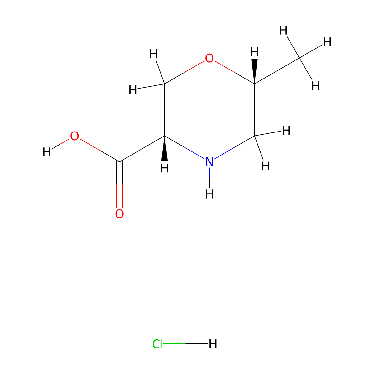 (3S,6R)-6-methylmorpholine-3-carboxylic acid hydrochloride molecular structure, CAS 2237216-22-5