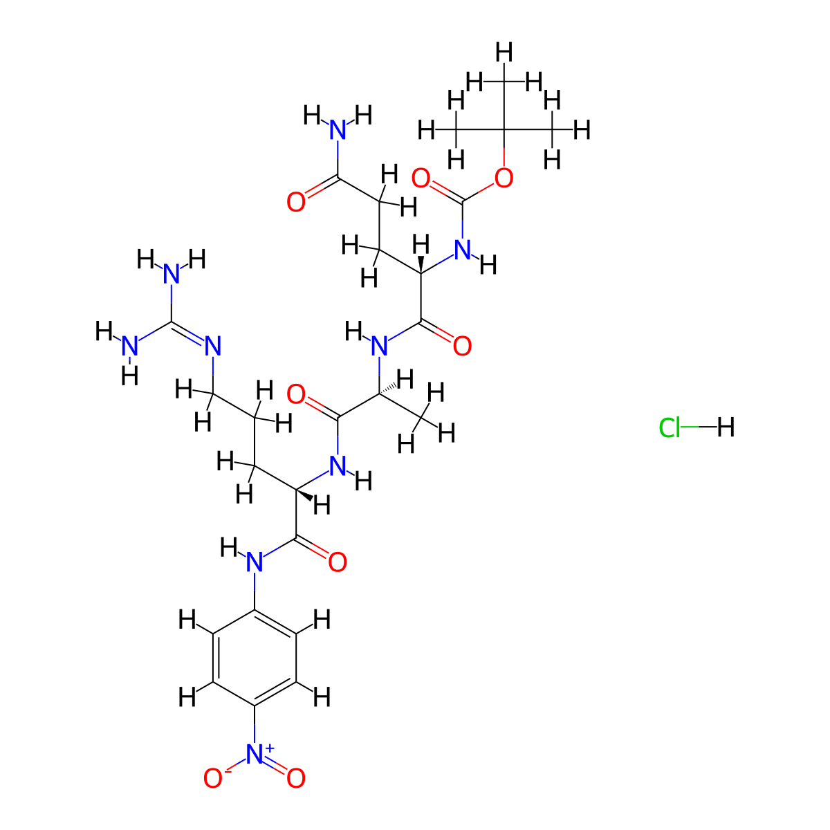 Boc-Gln-Ala-Arg-pNA Hydrochloride molecular structure, CAS 2237216-26-9