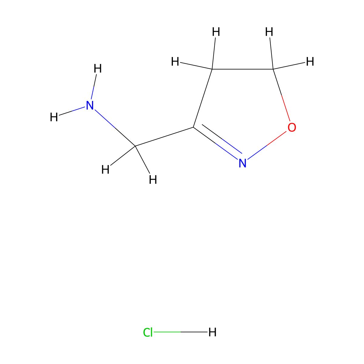 (4,5-Dihydro-1,2-oxazol-3-yl)methanamine hydrochloride molecular structure, CAS 2237218-75-4