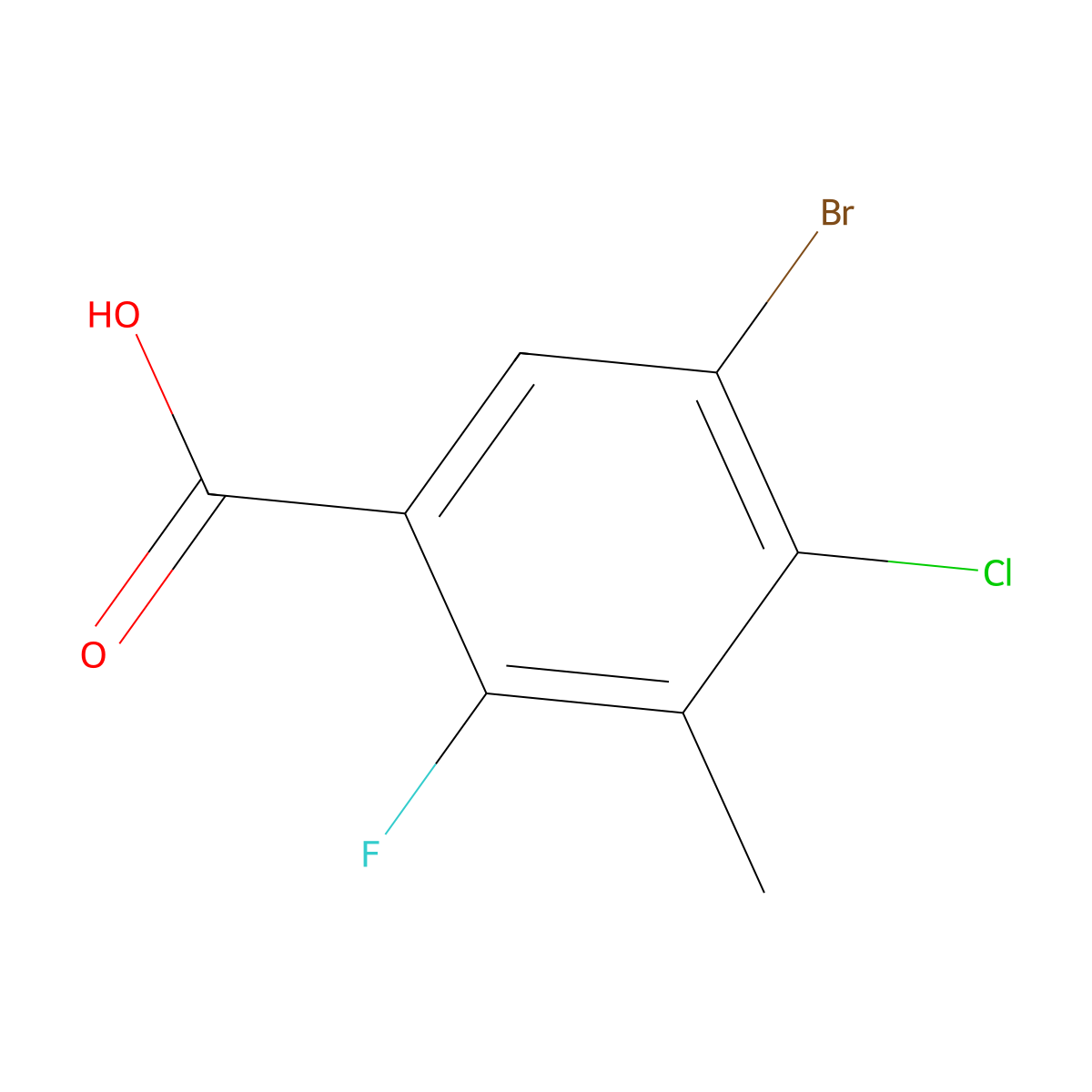 5-Bromo-4-chloro-2-fluoro-3-methylbenzoic acid molecular structure, CAS 2237234-88-5