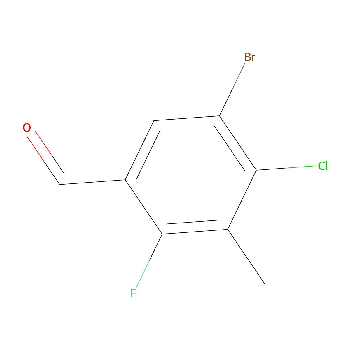 5-BRomo-4-chloro-2-fluoro-3-methylbenzaldehyde molecular structure, CAS 2237237-68-0