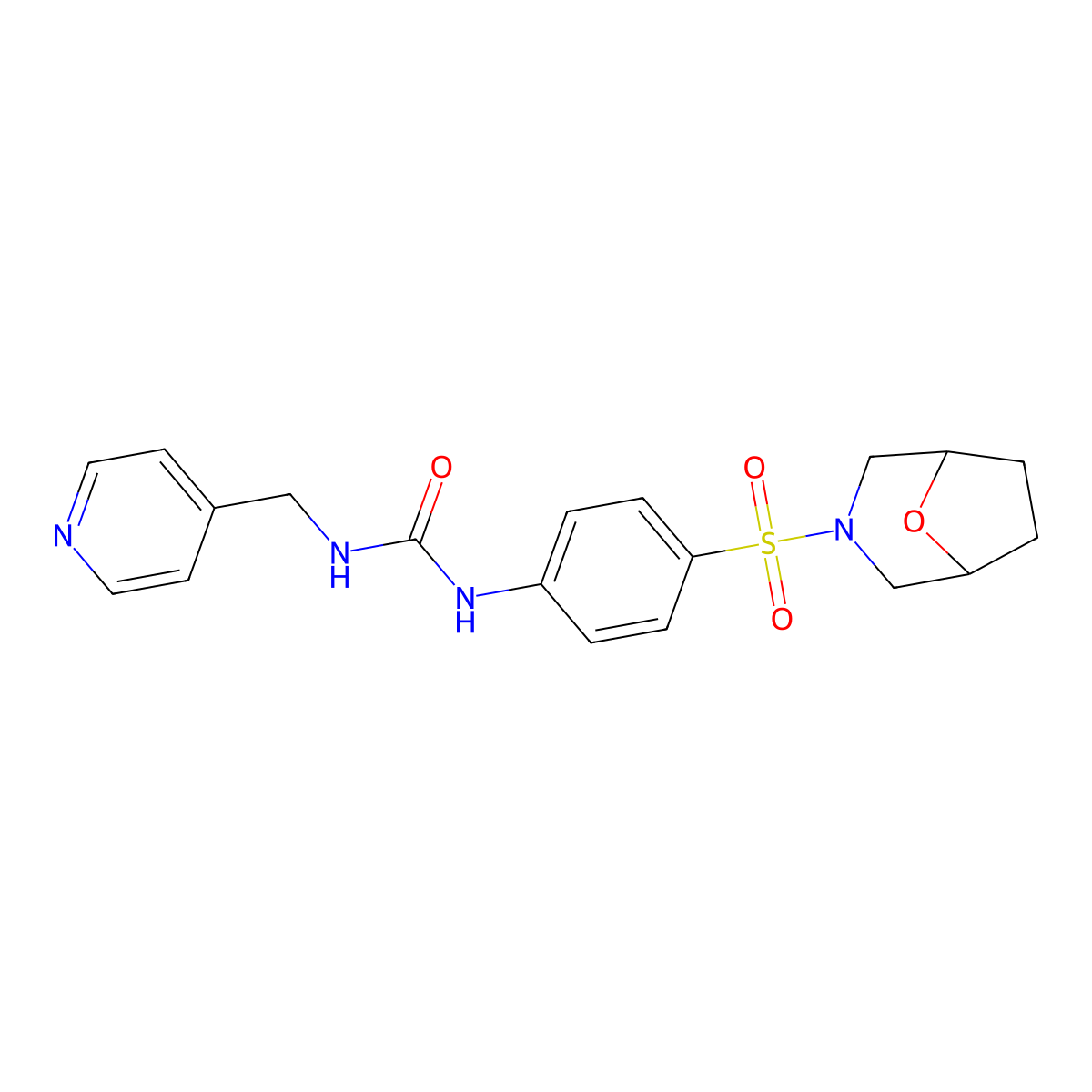 1-(4-((8-Oxa-3-azabicyclo[3.2.1]octan-3-yl)sulfonyl)phenyl)-3-(pyridin-4-ylmethyl)urea molecular structure, CAS 2237268-08-3