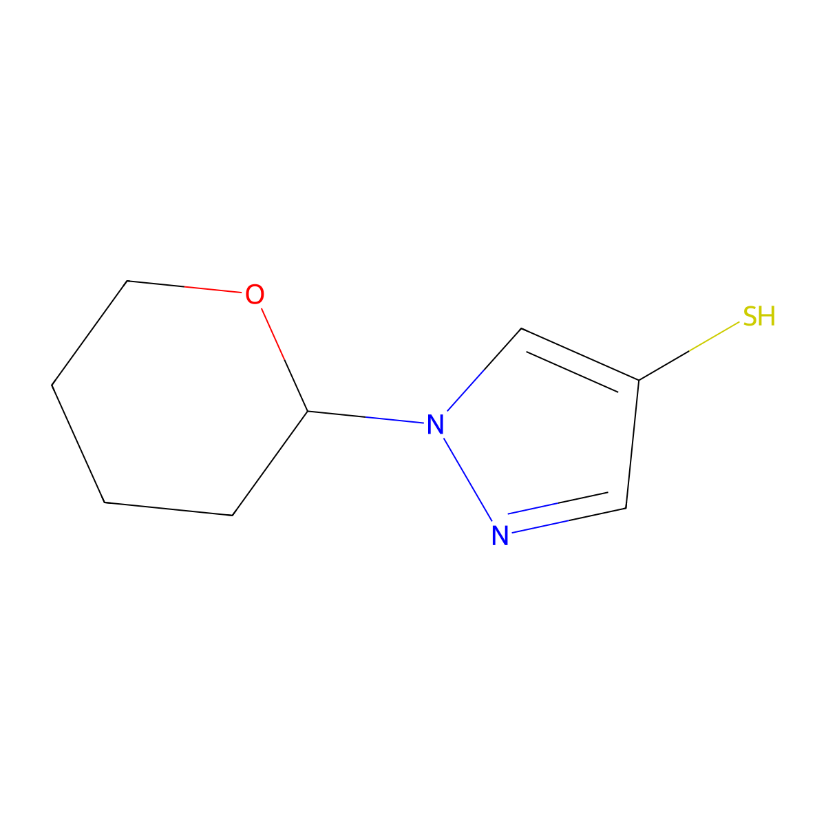1-(Oxan-2-yl)pyrazole-4-thiol molecular structure, CAS 2237274-74-5