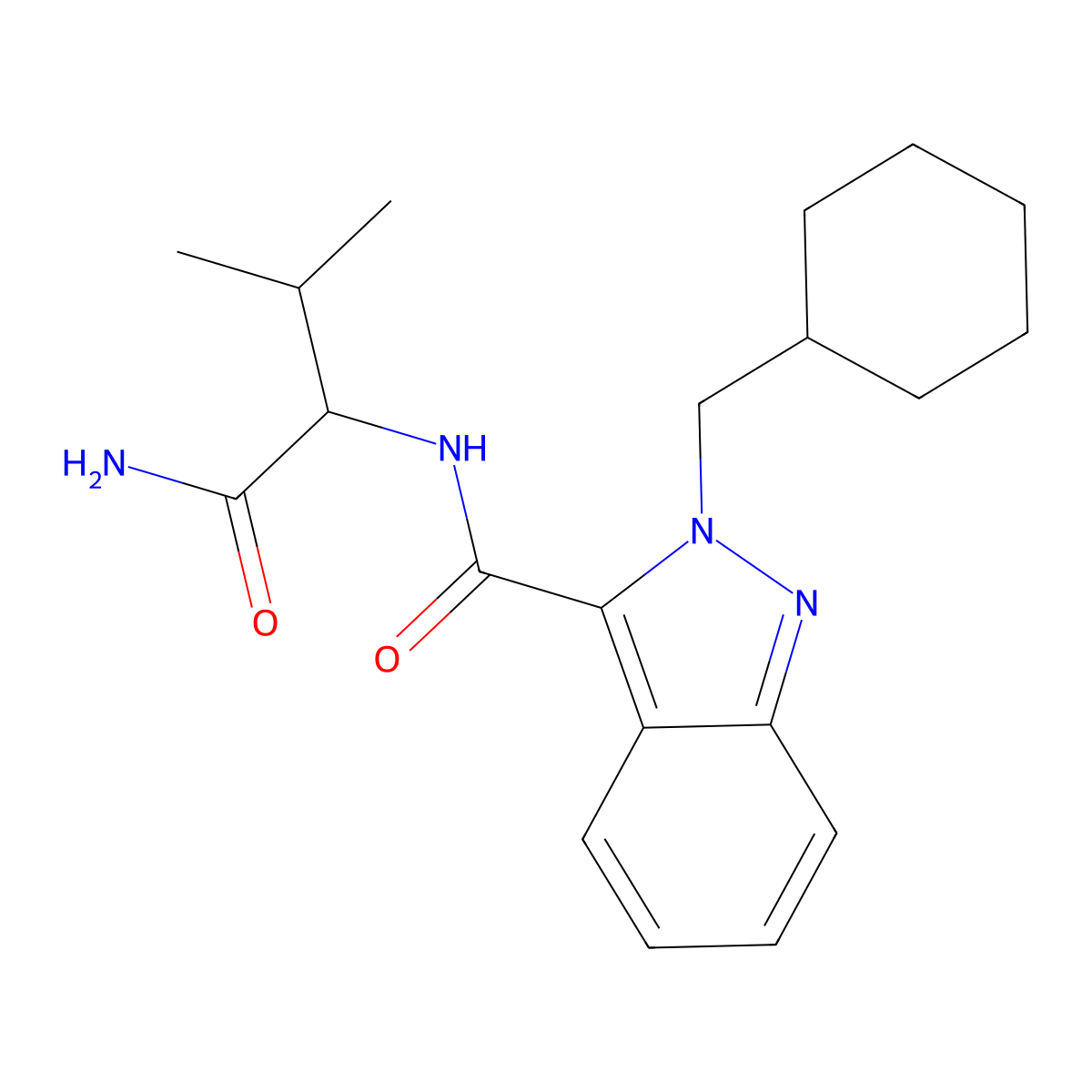 (S)-N-(1-amino-3-methyl-1-oxobutan-2-yl)-2-(cyclohexylmethyl)-2H-indazole-3-carboxamide molecular structure, CAS 2237296-99-8