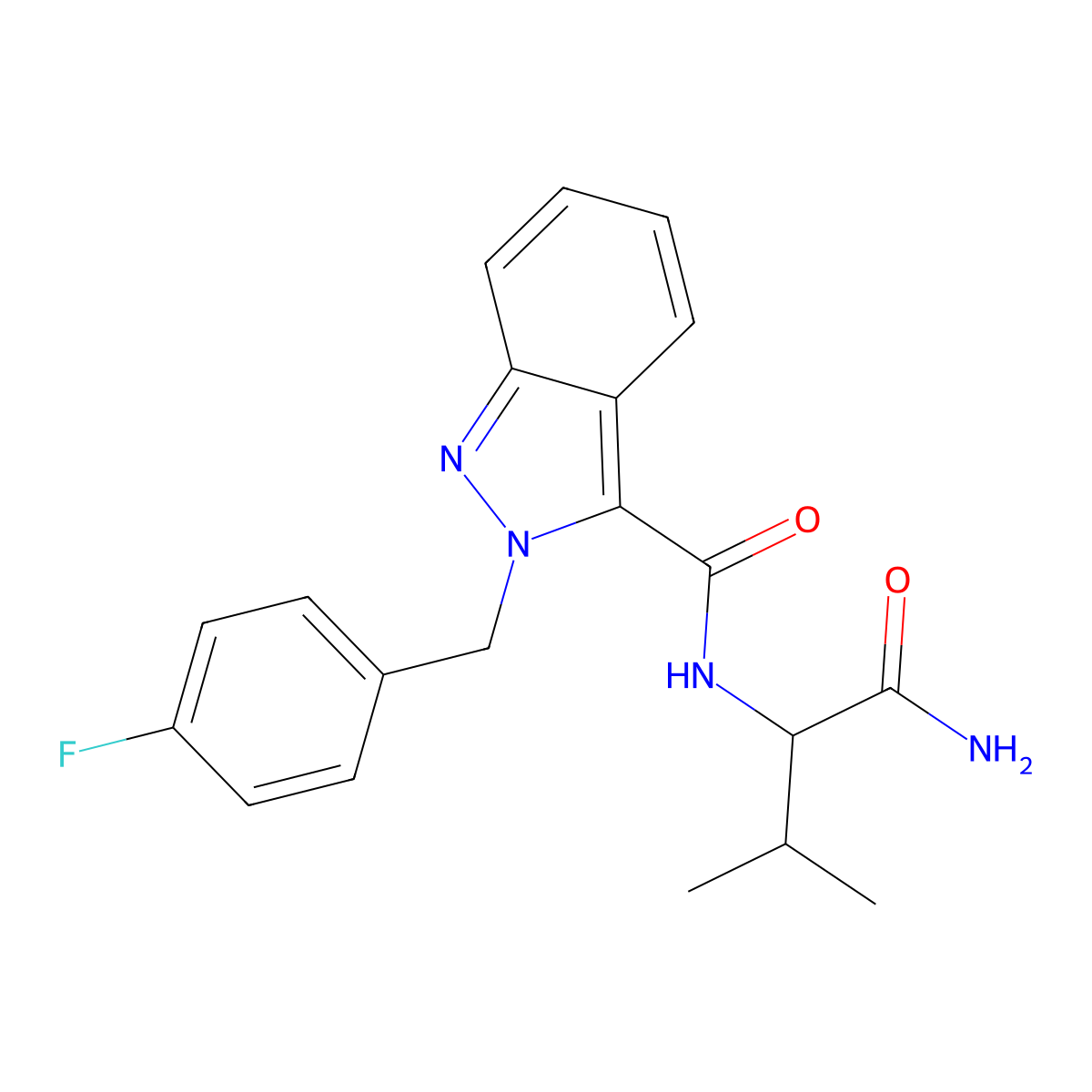 AB-FUBINACA 2'-indazole isomer molecular structure, CAS 2237297-00-4