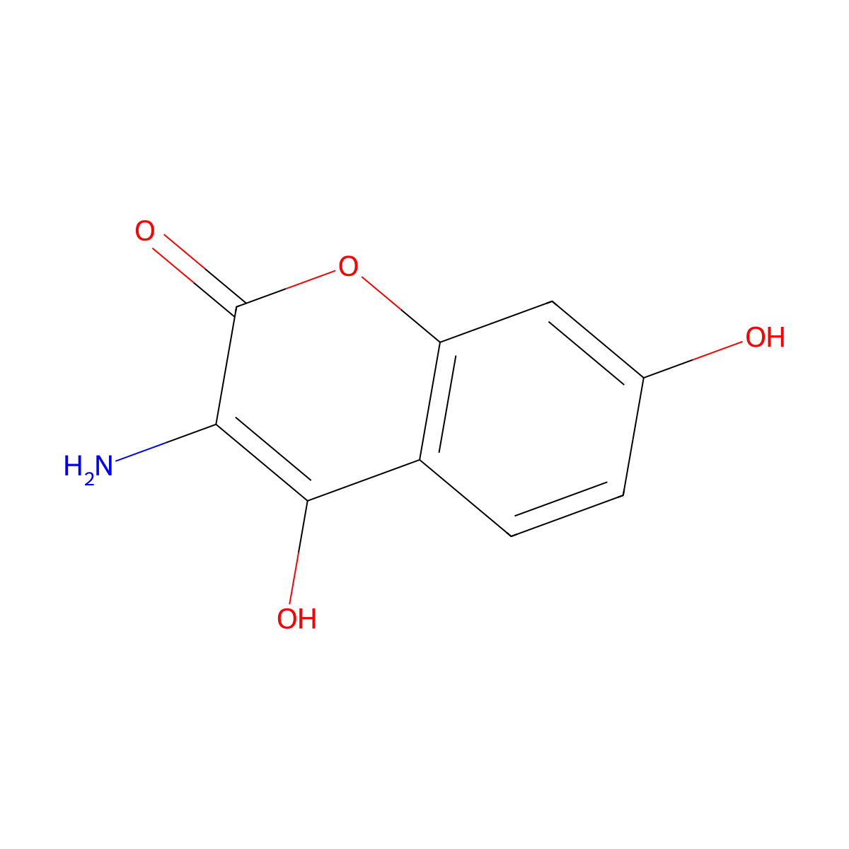 3-Amino-4,7-dihydroxycoumarin molecular structure, CAS 22375-63-9