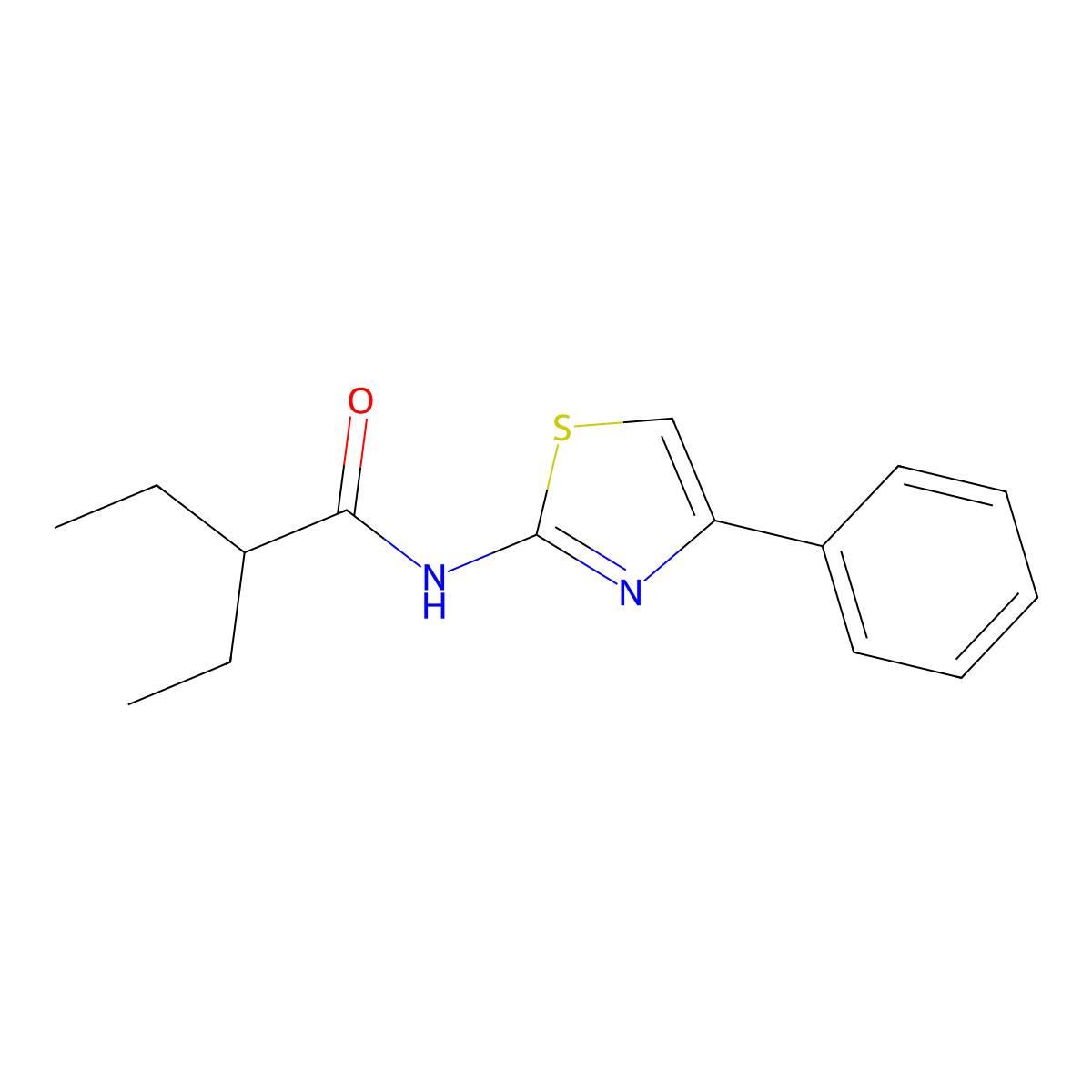 2-ethyl-N-(4-phenyl-1,3-thiazol-2-yl)butanamide molecular structure, CAS 223755-37-1