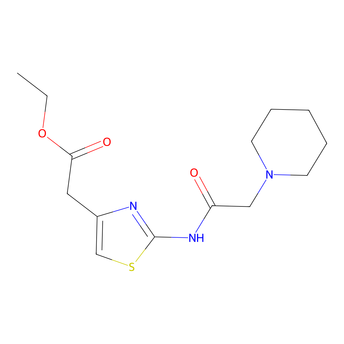2-[[2-(1-Piperidinyl)acetyl]amino]-4-carbethoxymethylthiazol e molecular structure, CAS 223755-42-8