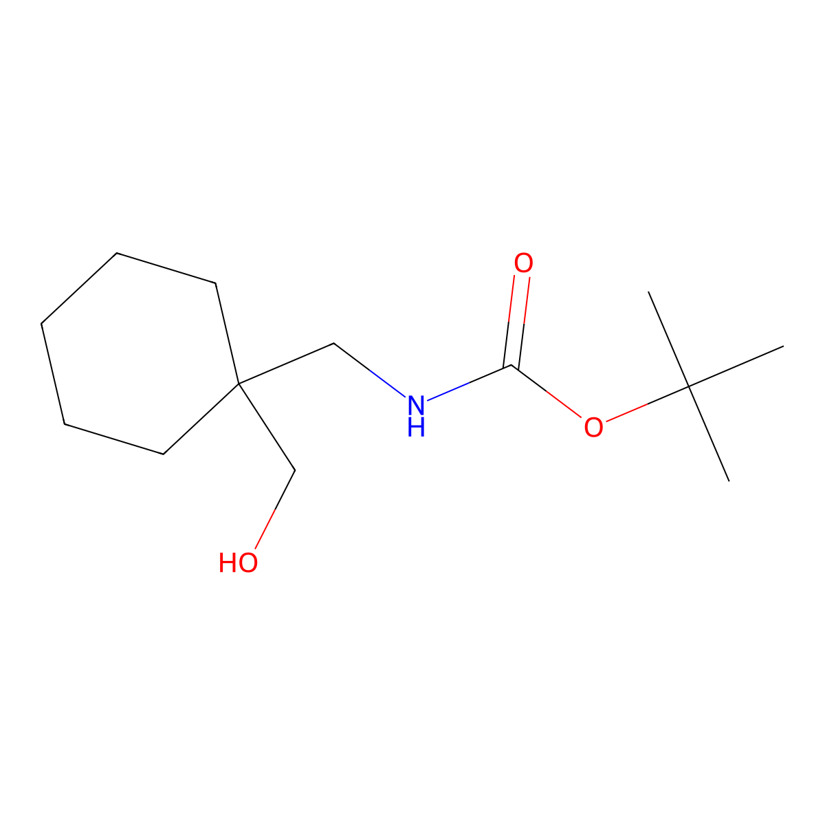 N-Boc-1-(hydroxymethyl)-1-cyclohexanemethanamine molecular structure, CAS 223763-92-6
