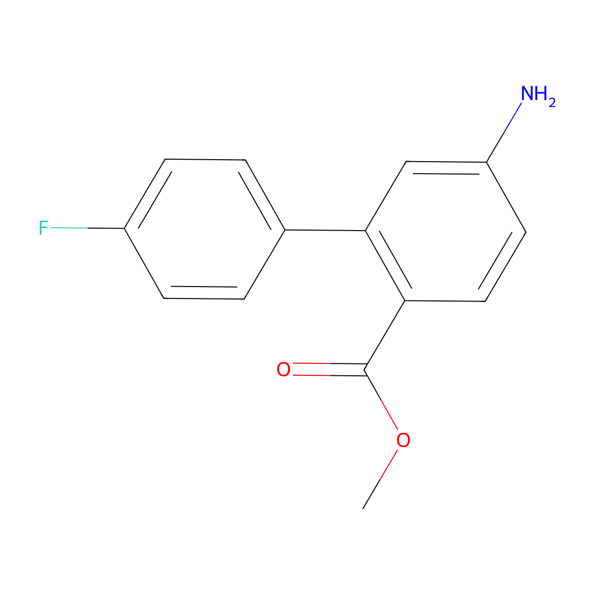Methyl 5-amino-4'-fluoro-[1,1'-biphenyl]-2-carboxylate molecular structure, CAS 223767-04-2